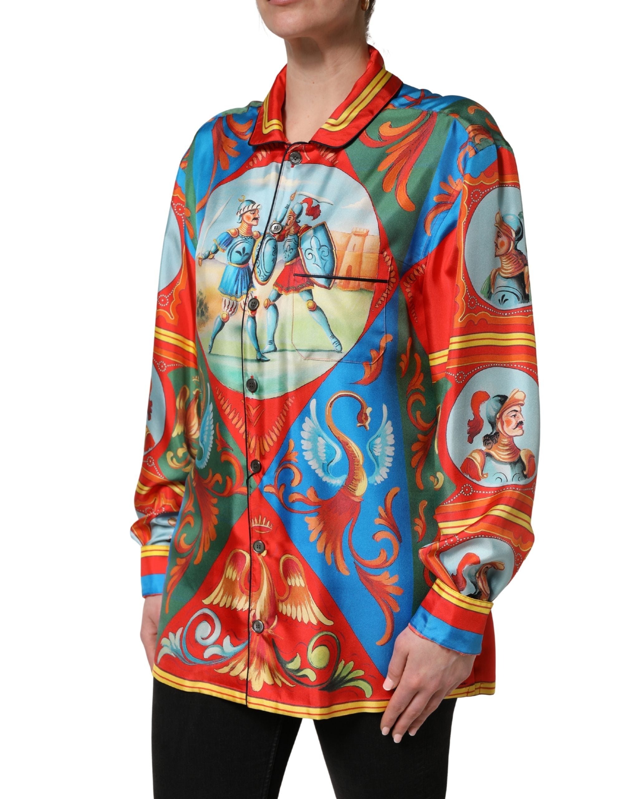 Dolce & Gabbana Multicolor Printed Long Sleeve Button Down Shirt Top
