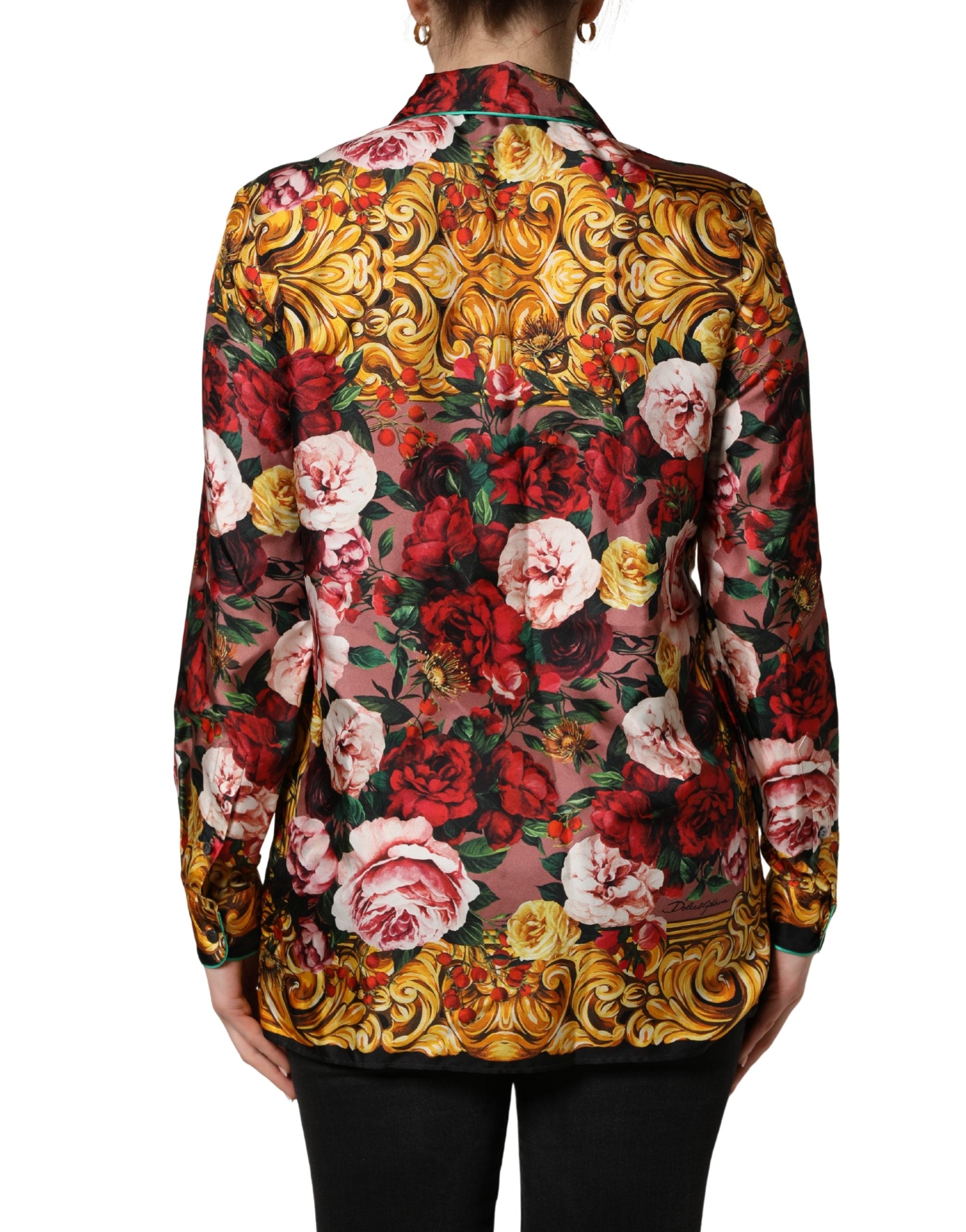 Dolce & Gabbana Multicolor Floral Long Sleeves Button Down Shirt Top