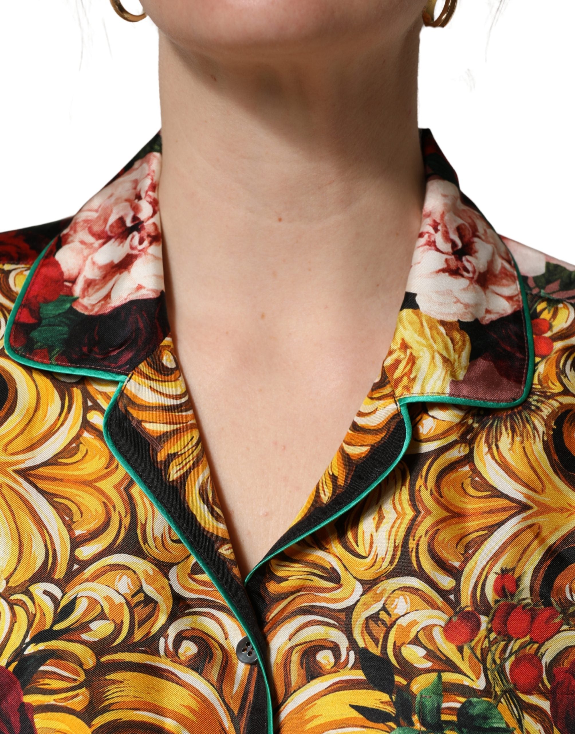 Dolce & Gabbana Multicolor Floral Long Sleeves Button Down Shirt Top
