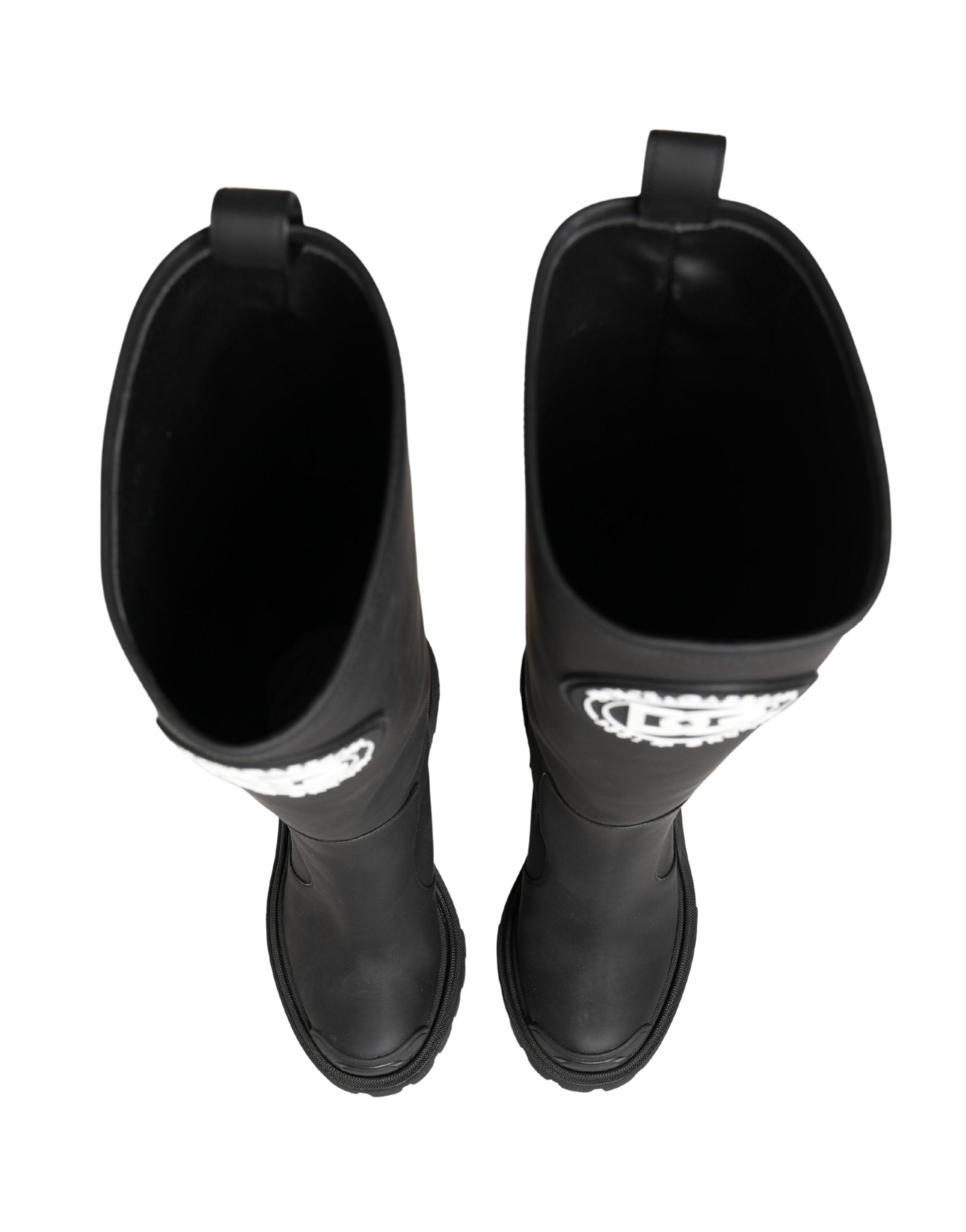 Dolce & Gabbana Black Rubberised Leather High Boots Shoes
