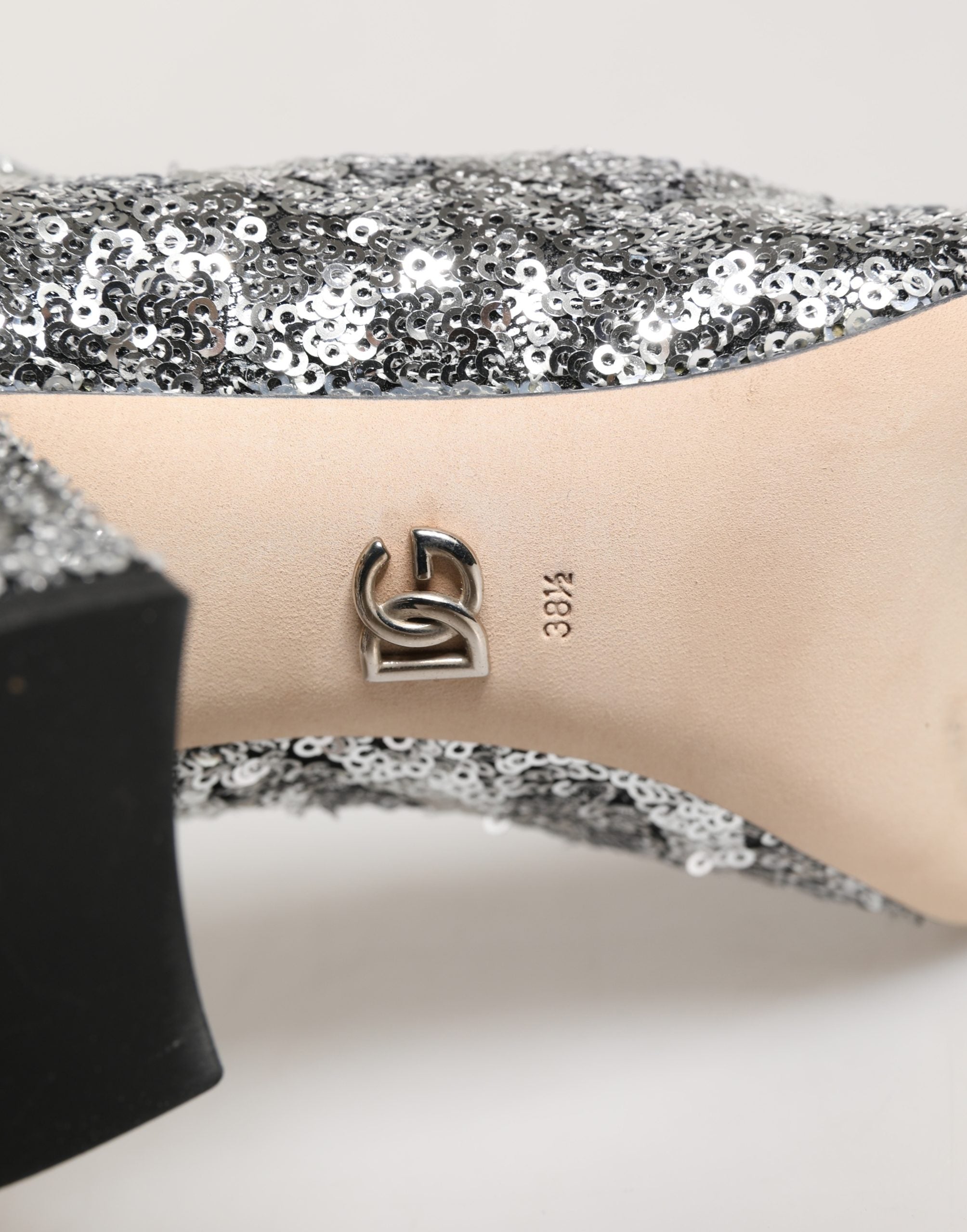 Dolce & Gabbana Silver Sequined Short Boots Stretch Shoes
