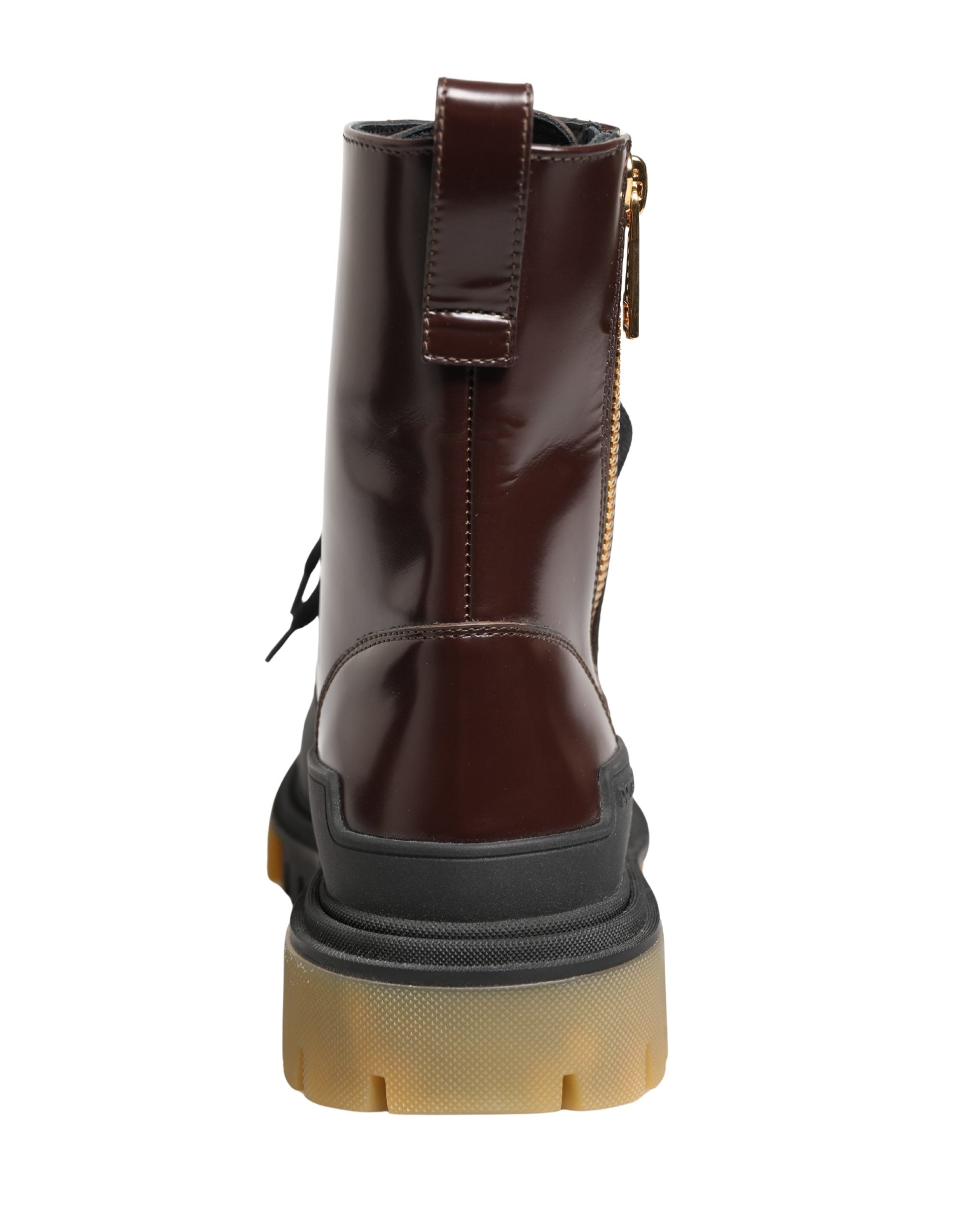 Dolce & Gabbana Maroon Leather Lace Up Biker Boots Shoes
