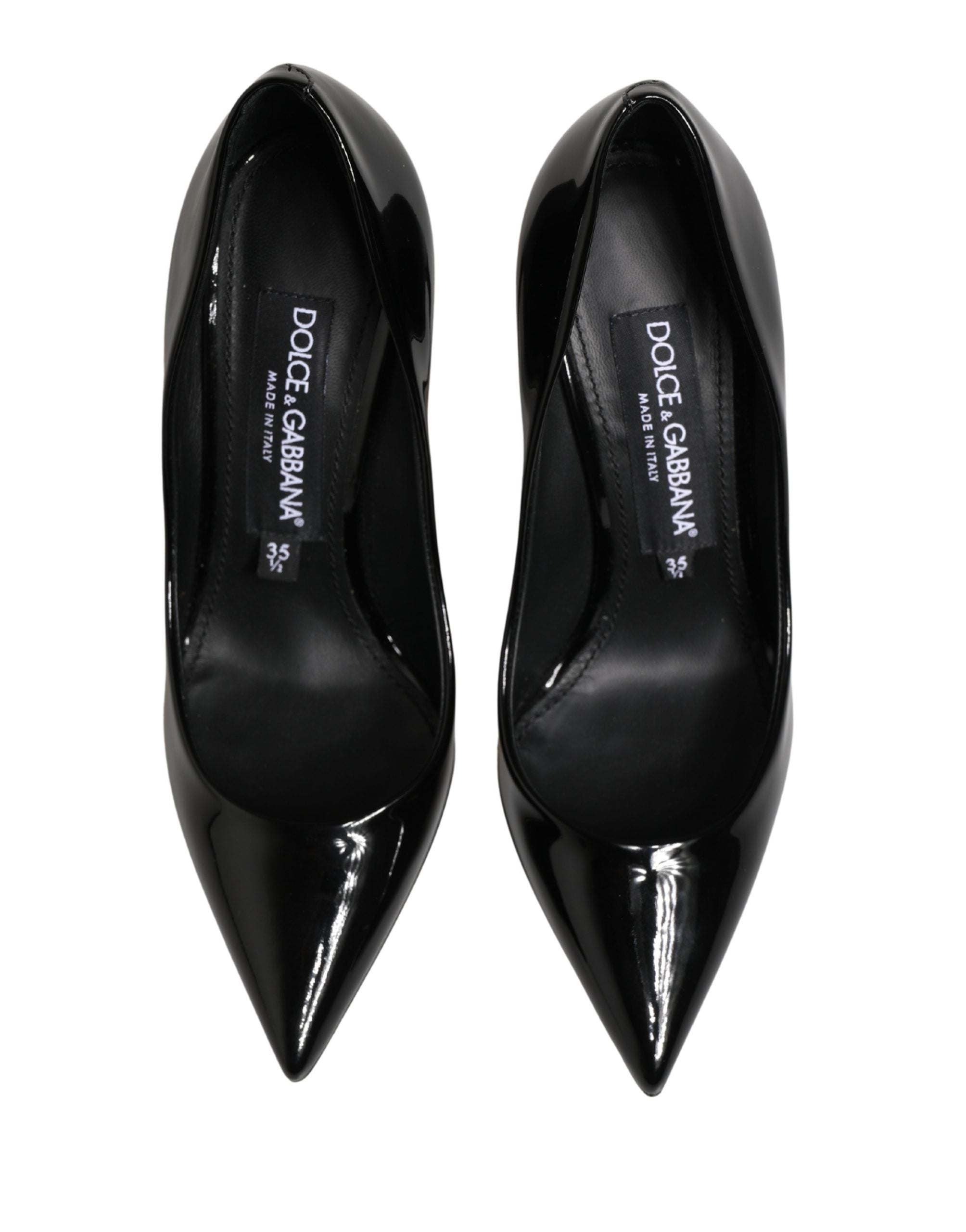 Dolce & Gabbana Black Calf Leather Stiletto Heels Pumps Shoes