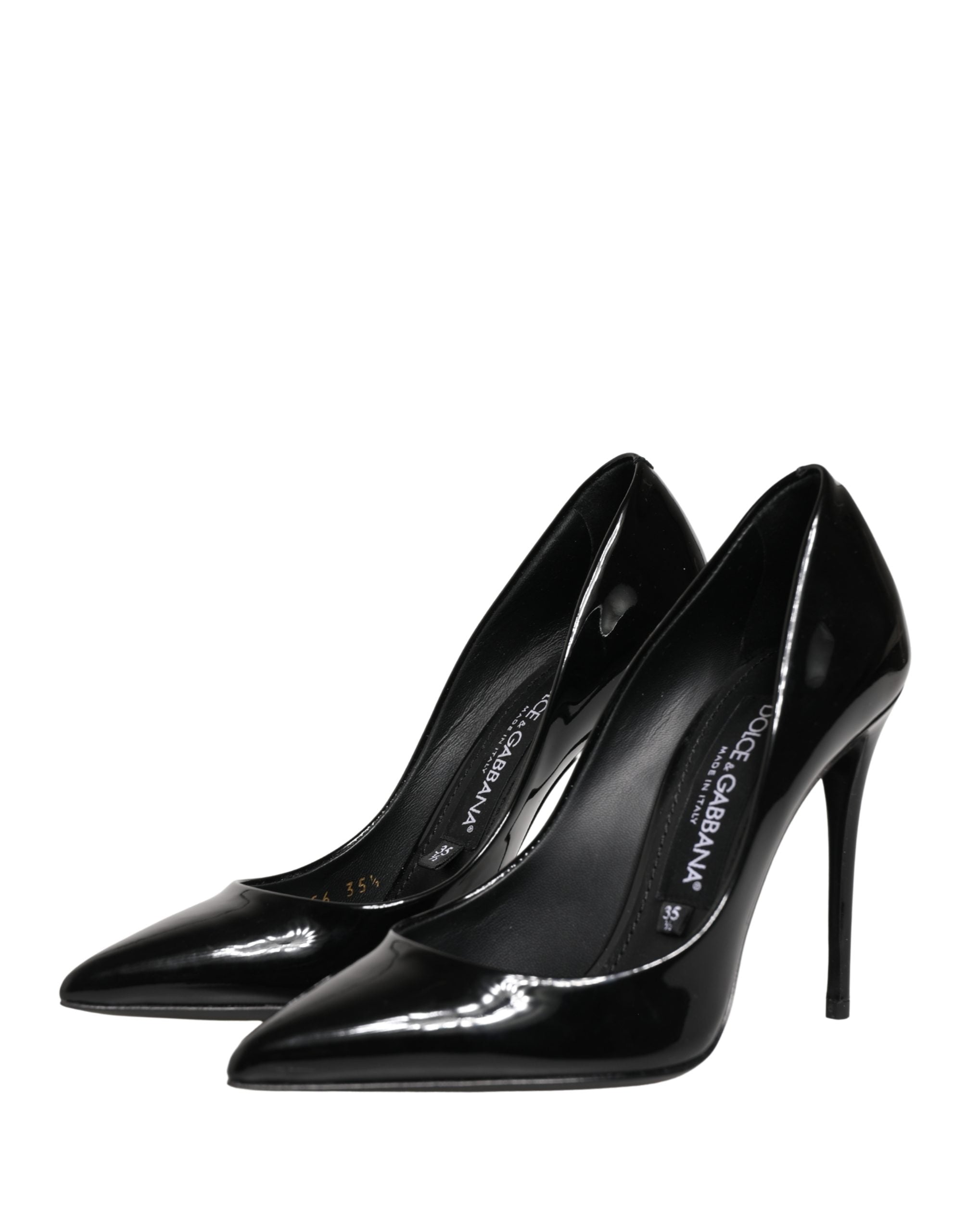 Dolce & Gabbana Black Calf Leather Stiletto Heels Pumps Shoes
