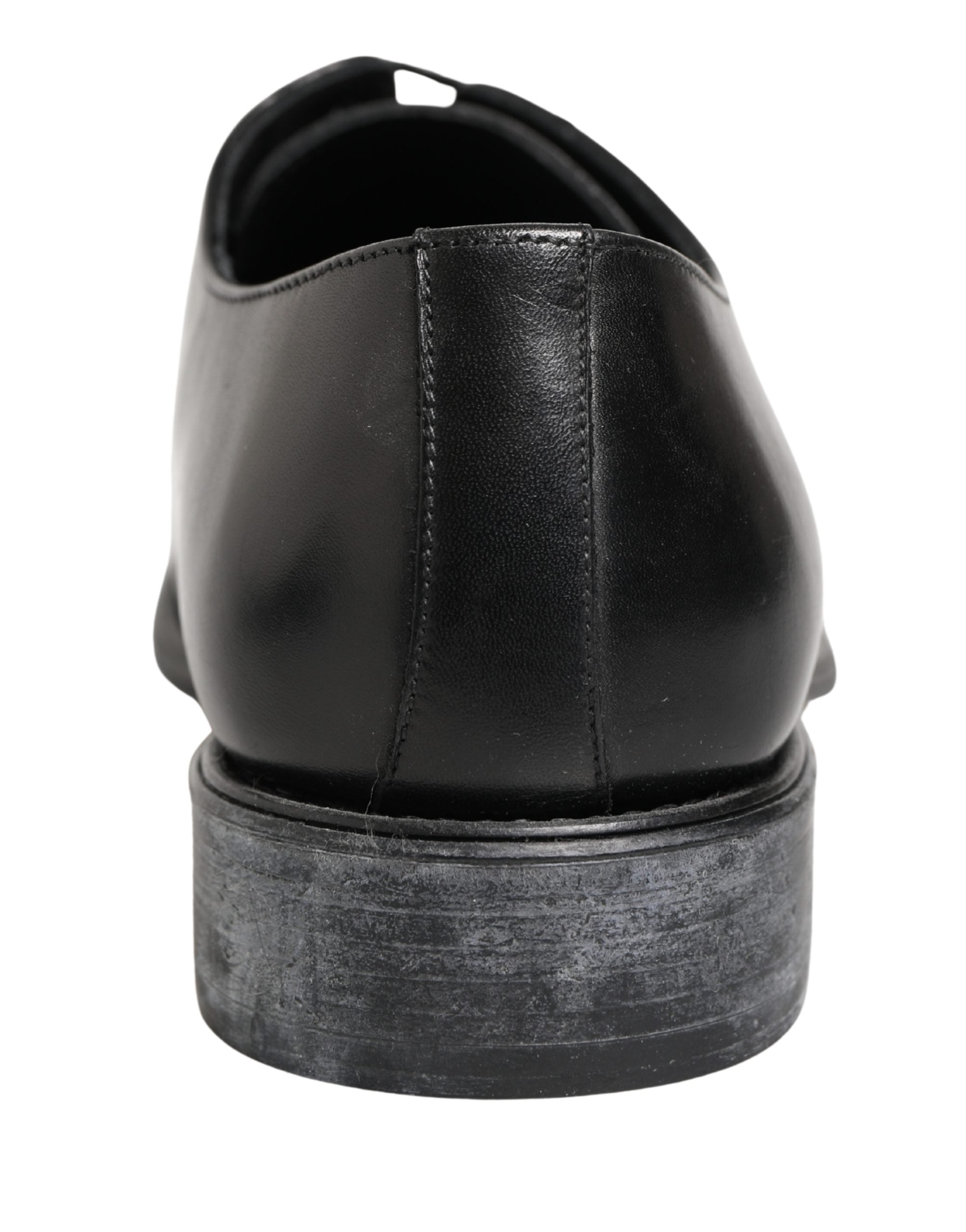 Dolce & Gabbana Black Calfskin Leather Derby Men Dress Shoes