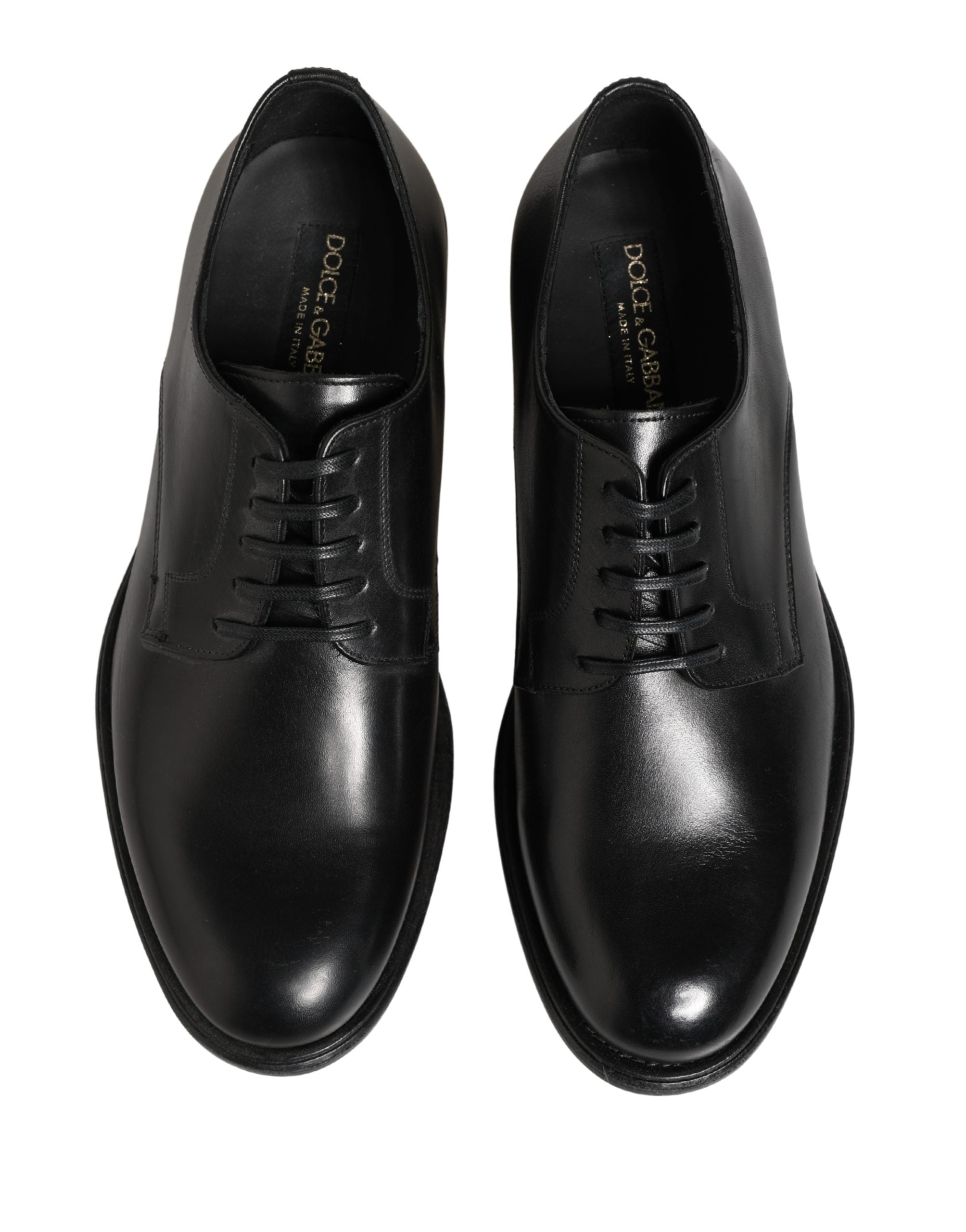 Dolce & Gabbana Black Calfskin Leather Derby Men Dress Shoes