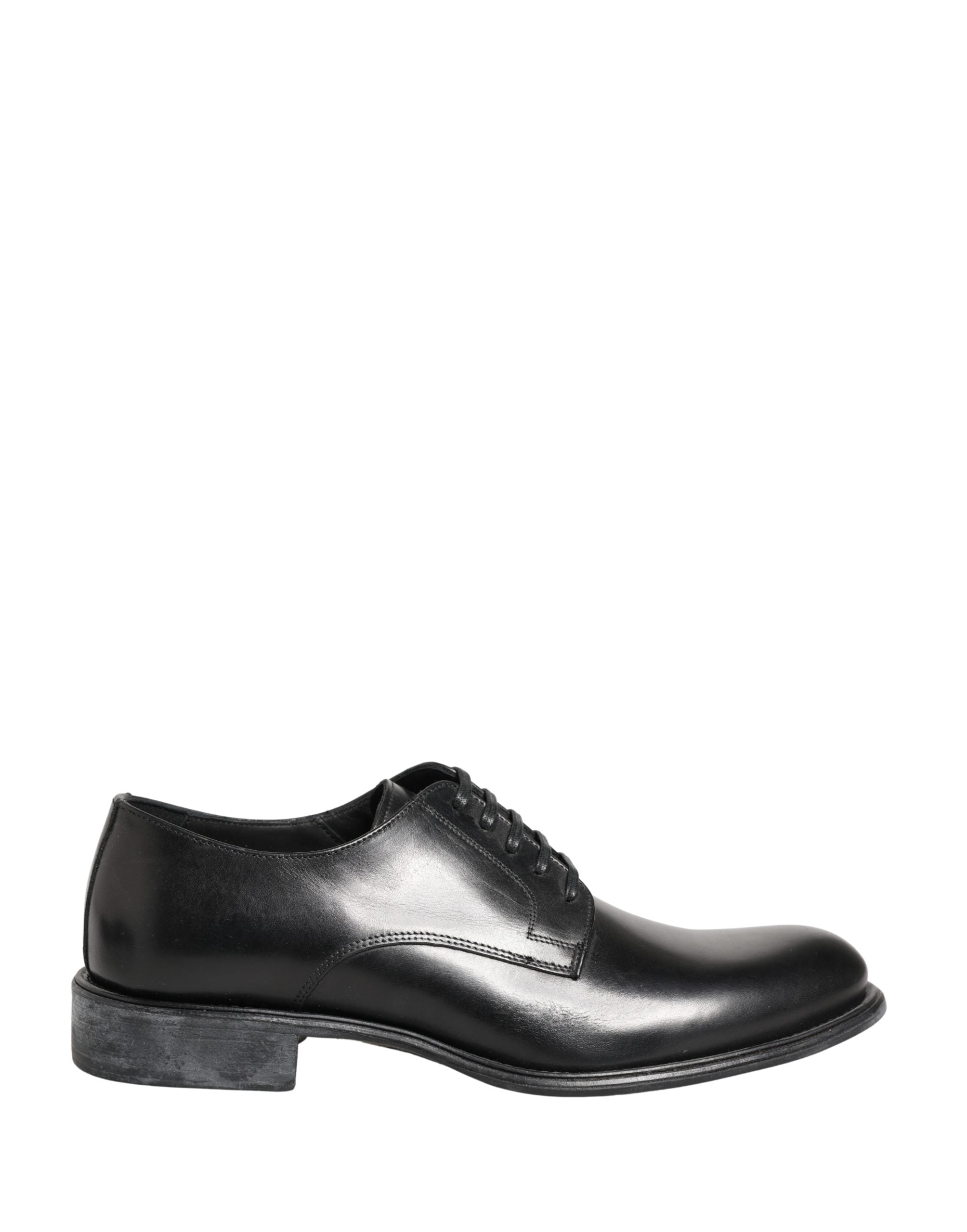 Dolce & Gabbana Black Calfskin Leather Derby Men Dress Shoes