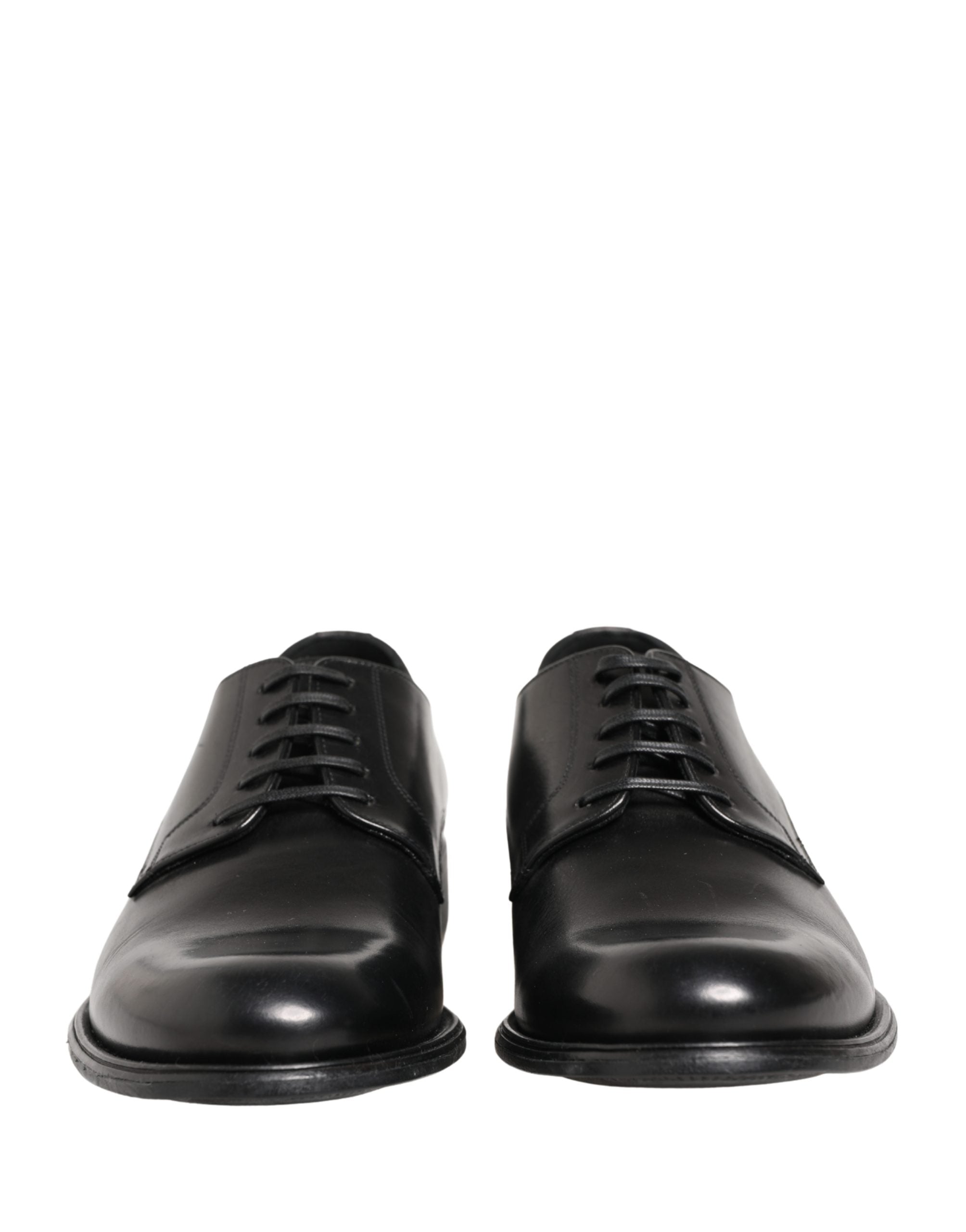 Dolce & Gabbana Black Calfskin Leather Derby Men Dress Shoes
