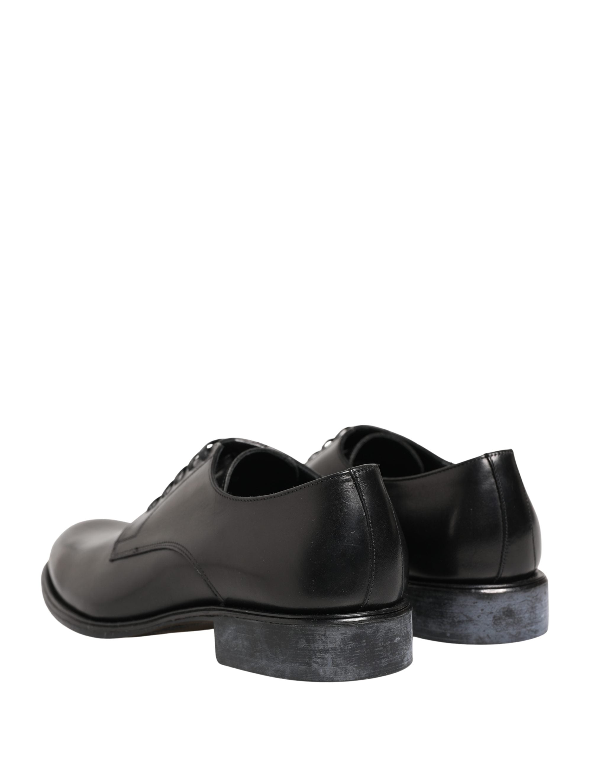 Dolce & Gabbana Black Calfskin Leather Derby Men Dress Shoes