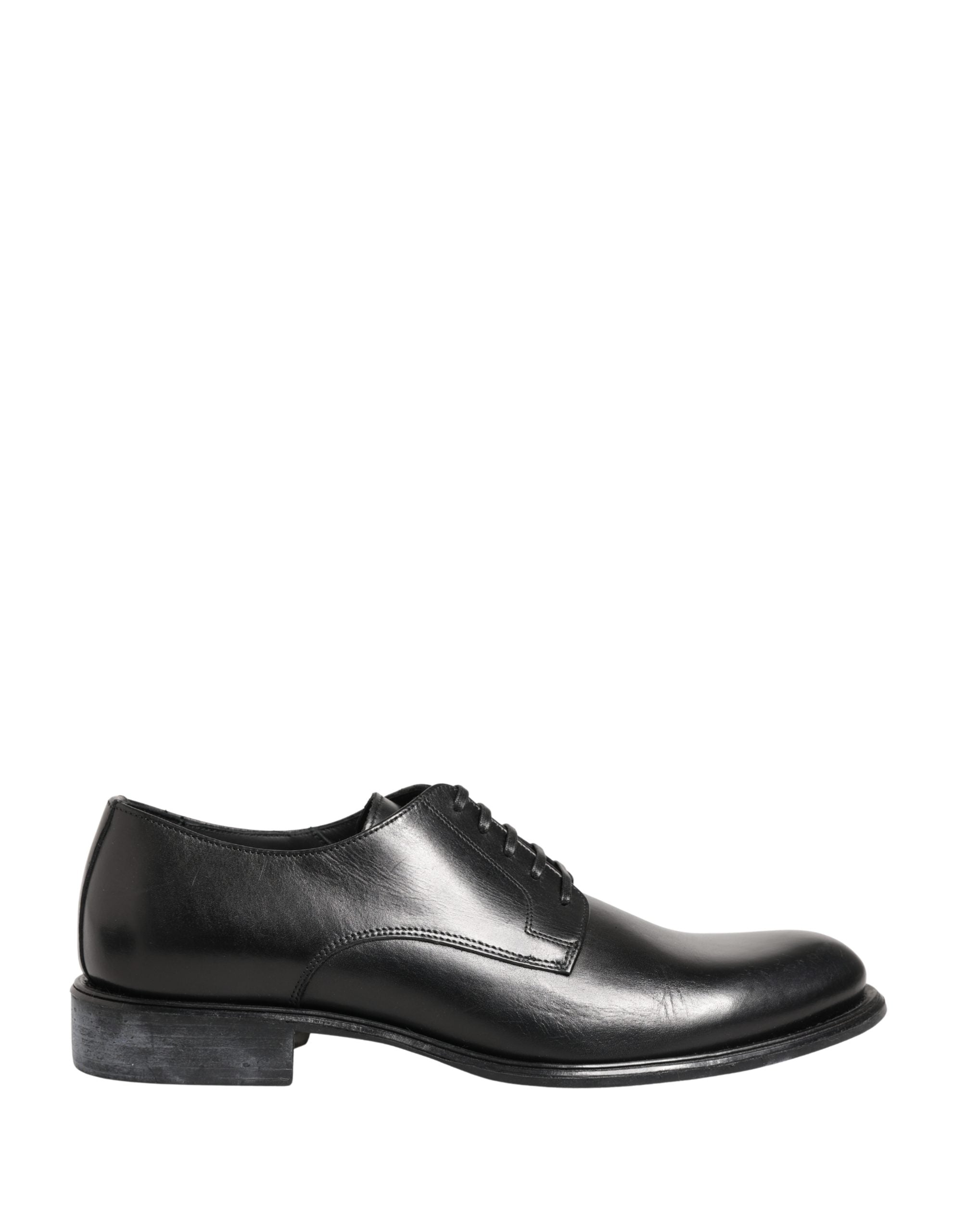 Dolce & Gabbana Black Calfskin Leather Derby Men Dress Shoes