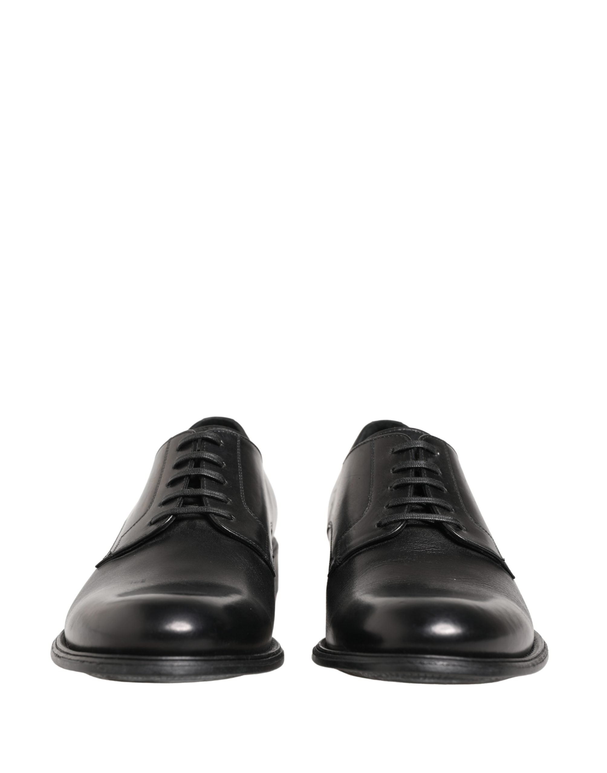 Dolce & Gabbana Black Calfskin Leather Derby Men Dress Shoes