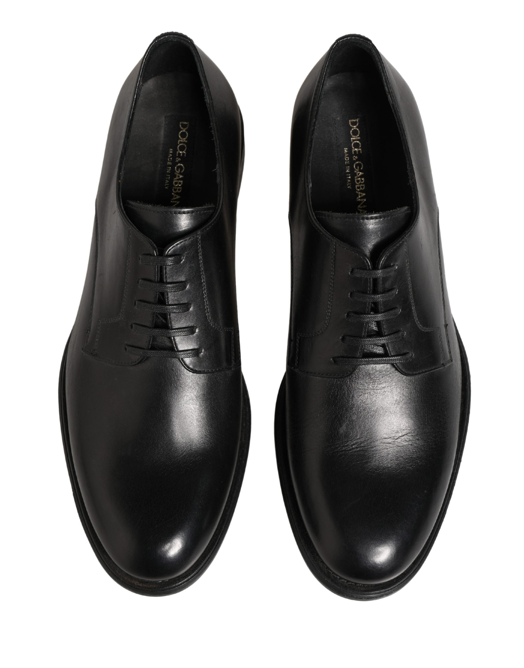 Dolce & Gabbana Black Calfskin Leather Derby Men Dress Shoes