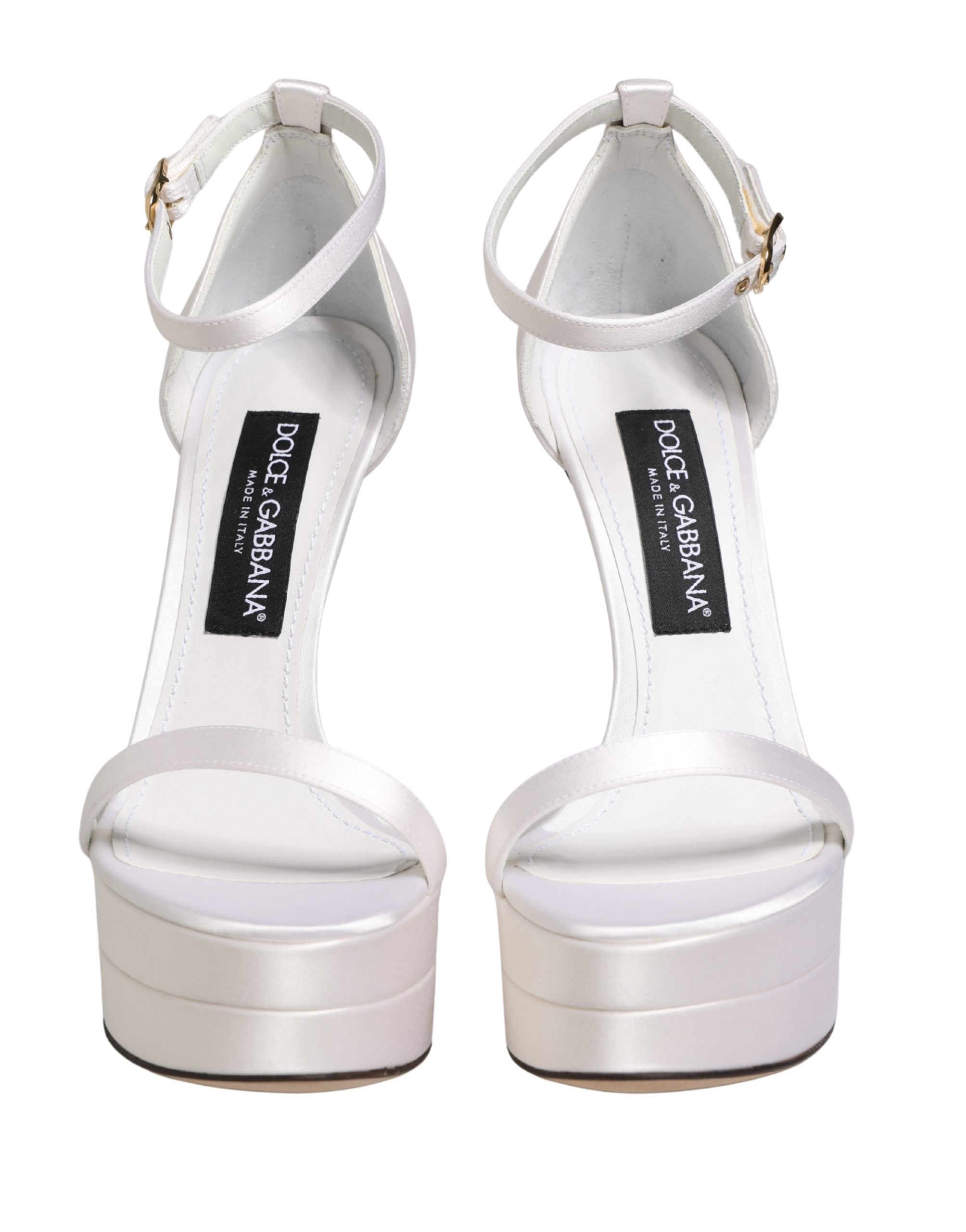 Dolce & Gabbana White Platform Ankle Strap Sandals Shoes