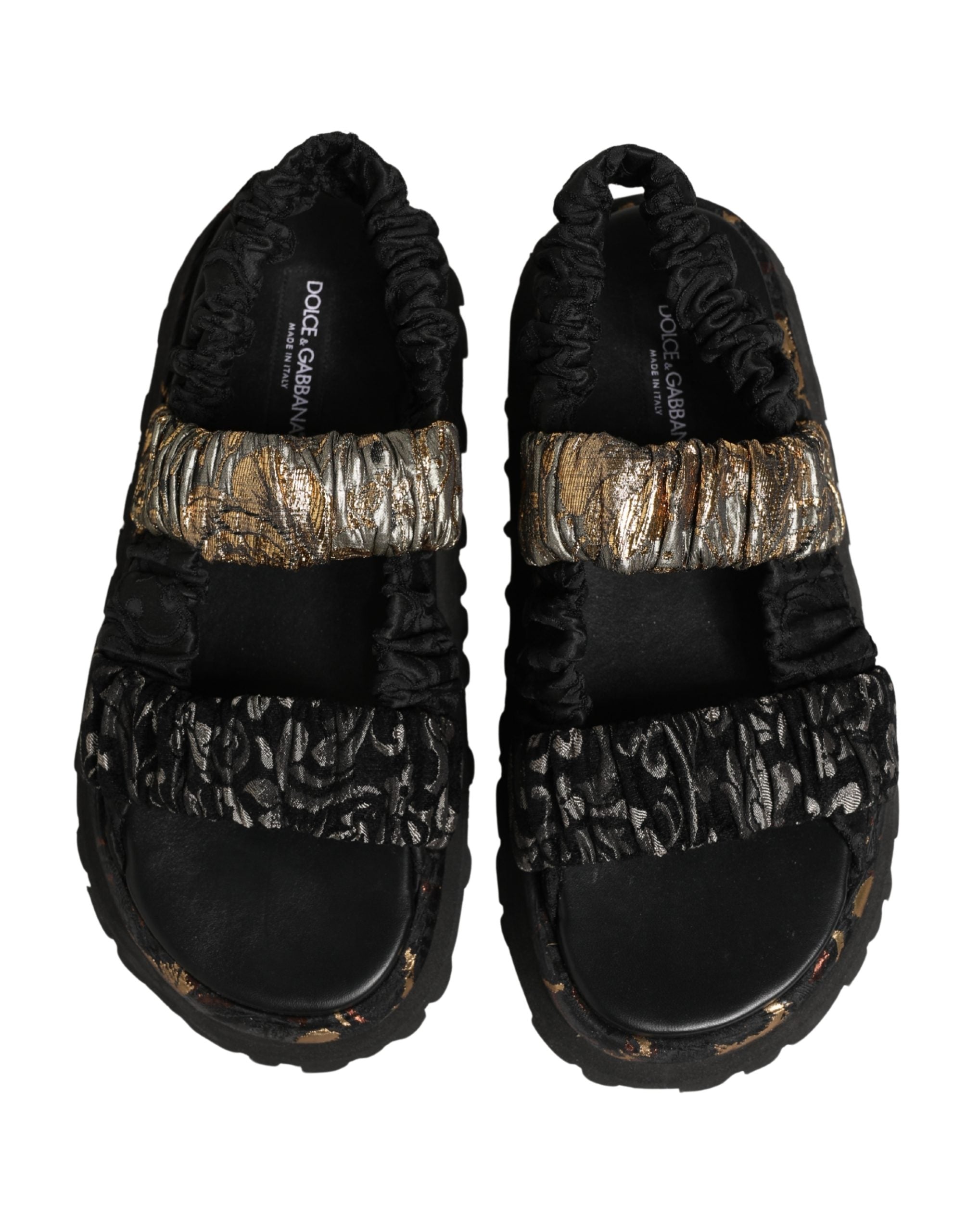 Dolce & Gabbana Black Ruching Detail Flats Men Sandals Shoes