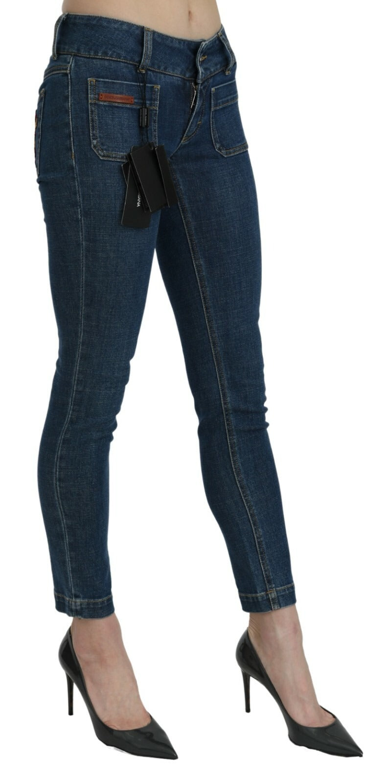 Dolce & Gabbana Blue Slim Fit Cropped Mid Waist Denim Jeans