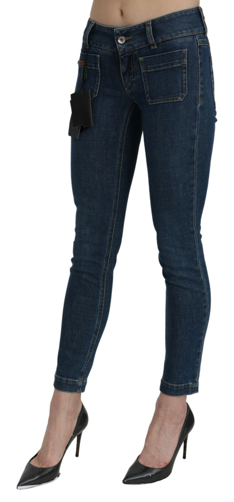 Dolce & Gabbana Blue Slim Fit Cropped Mid Waist Denim Jeans