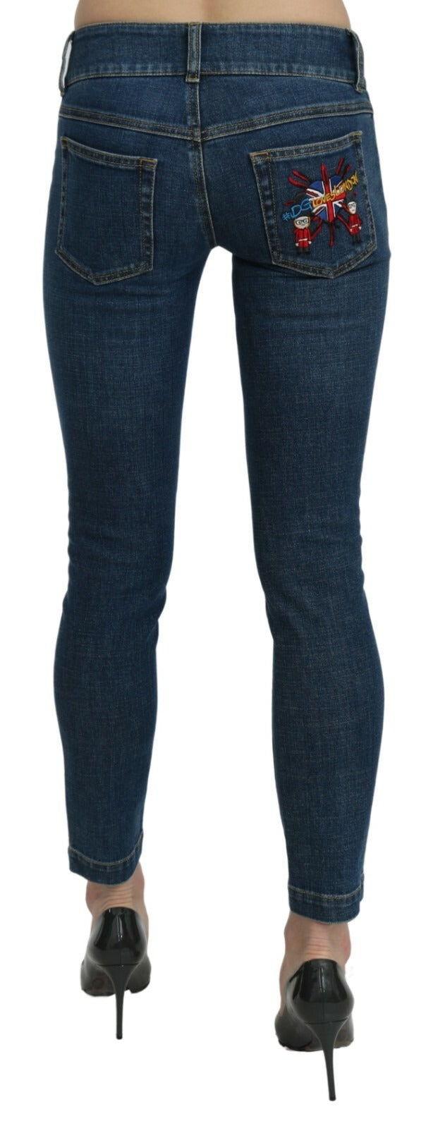 Dolce & Gabbana Blue Slim Fit Cropped Mid Waist Denim Jeans
