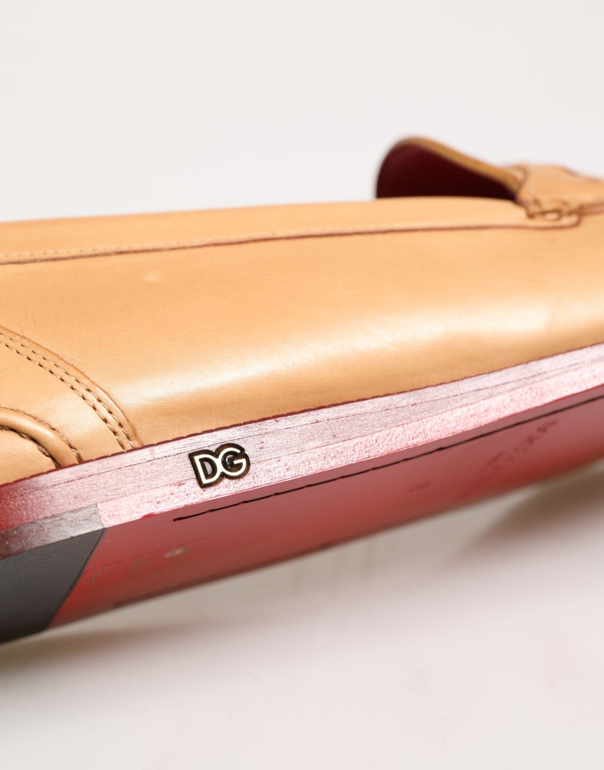 Dolce & Gabbana Beige Tassel Leather Men Slip On Loafers Shoes