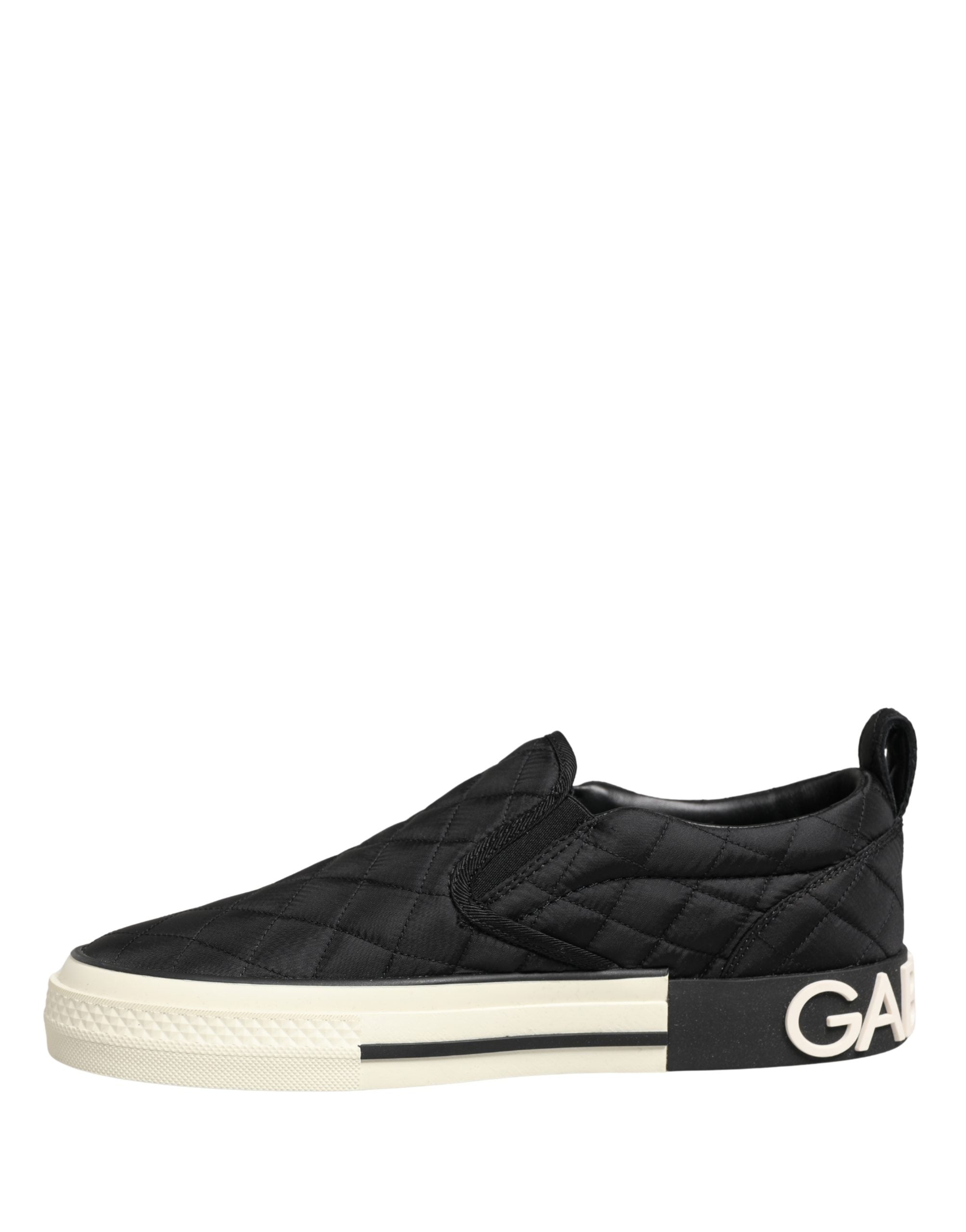 Dolce & Gabbana Black Quilted Slip On Low Top Sneakers Shoes