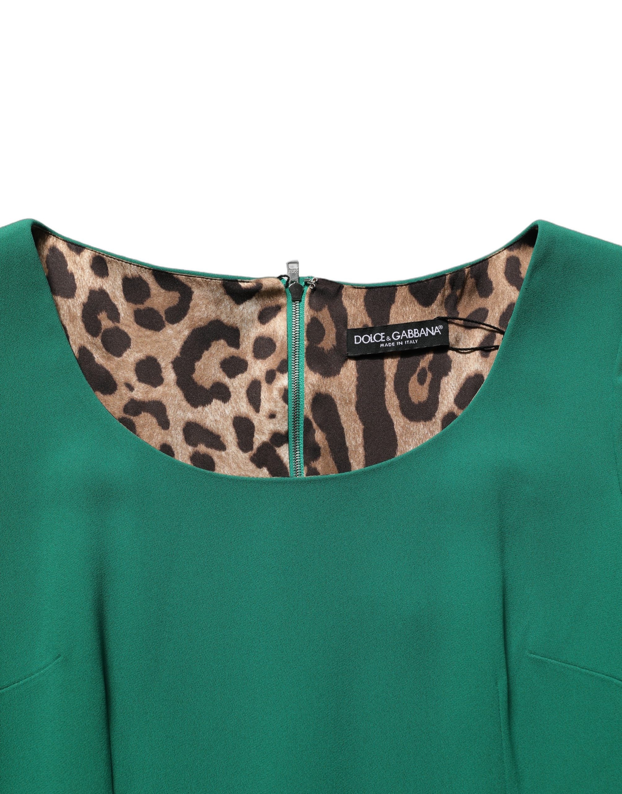 Dolce & Gabbana Green Short Sleeve Pencil Sheath Midi Dress