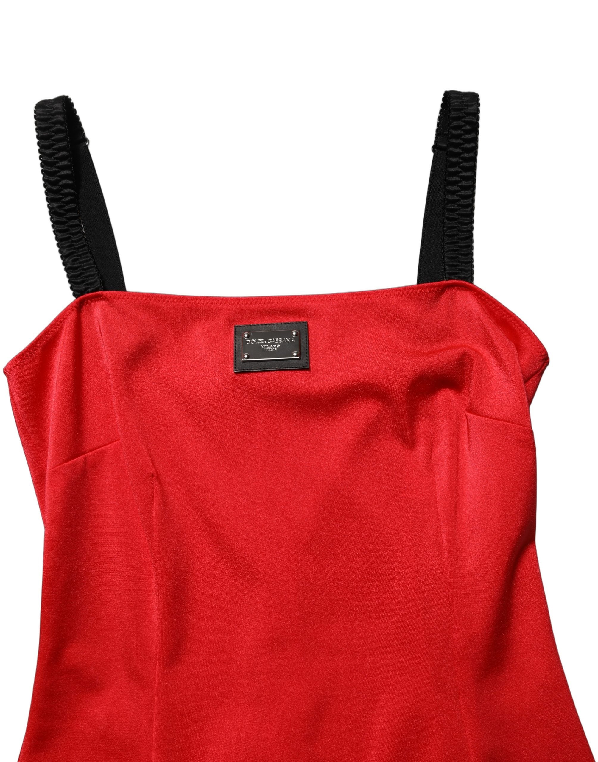 Dolce & Gabbana Red Nylon Blend Cady Sleeveless Mini Dress
