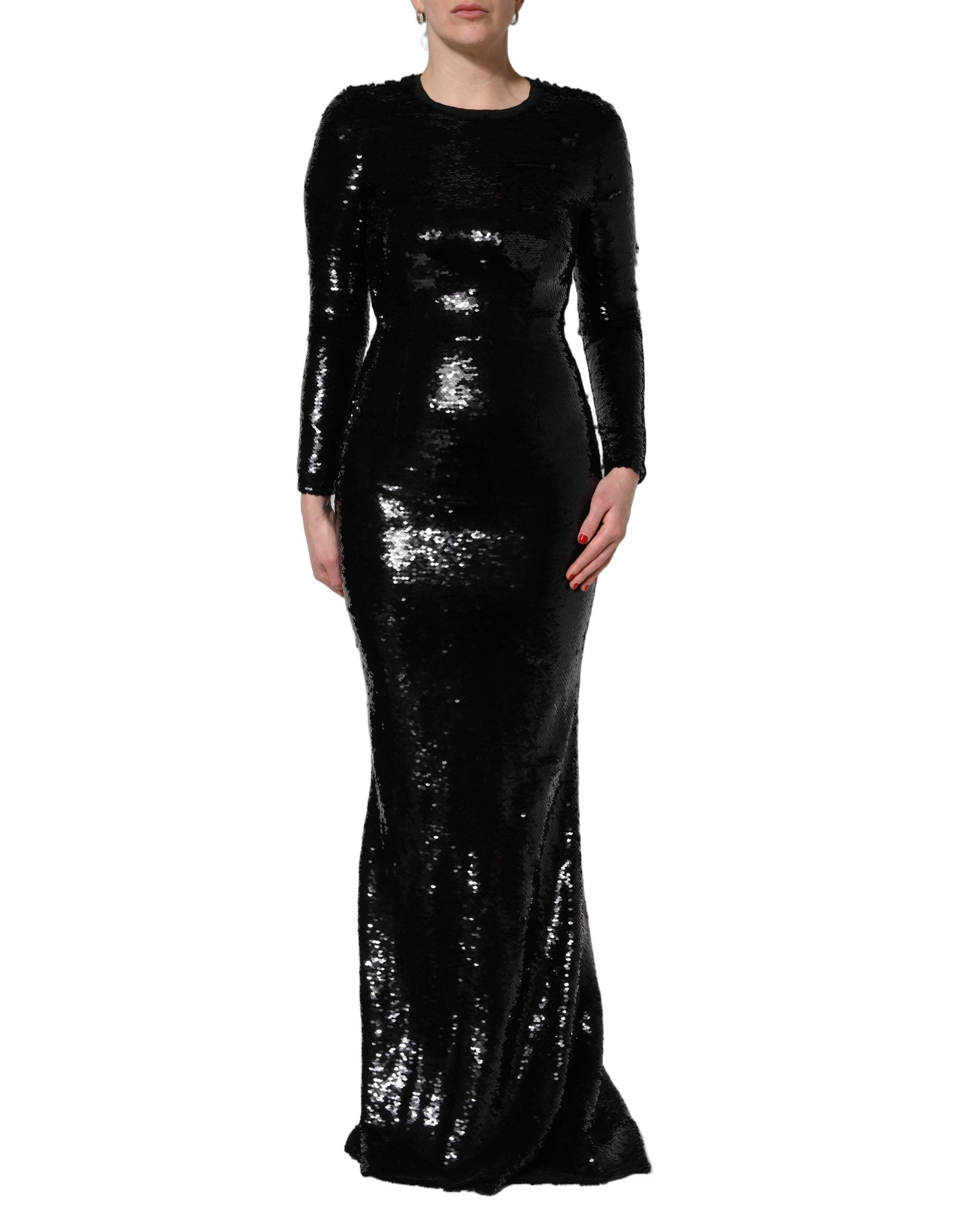 Dolce & Gabbana Black Bodycon Mermaid Sequinned Gown Dress