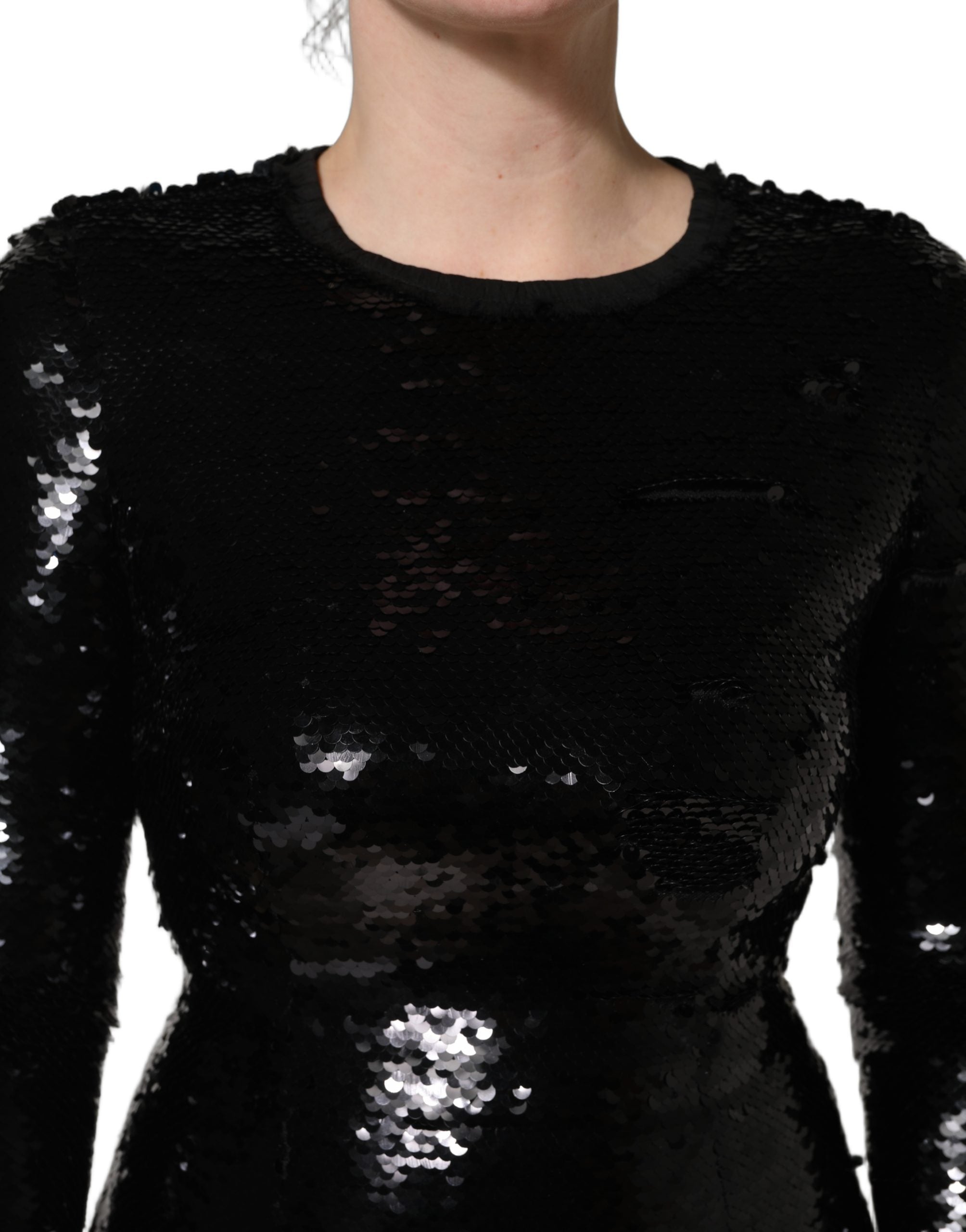 Dolce & Gabbana Black Bodycon Mermaid Sequinned Gown Dress