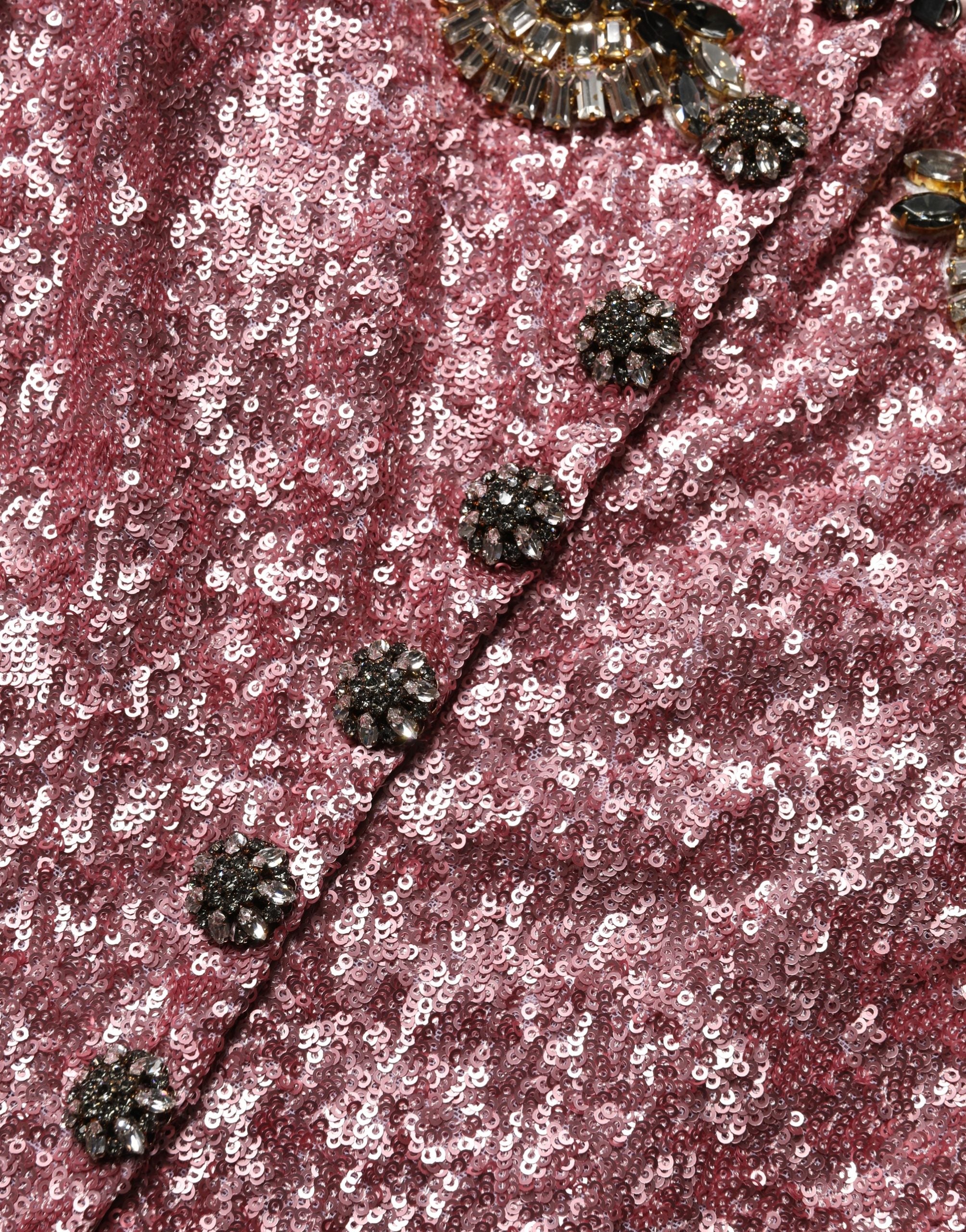 Dolce & Gabbana Pink Embellished Sequined Evening Gown Dress
