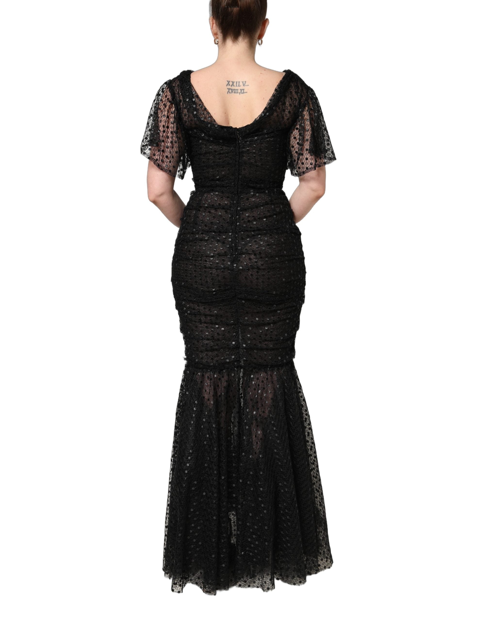 Dolce & Gabbana Black Sequinned Mermaid Evening Gown Dress
