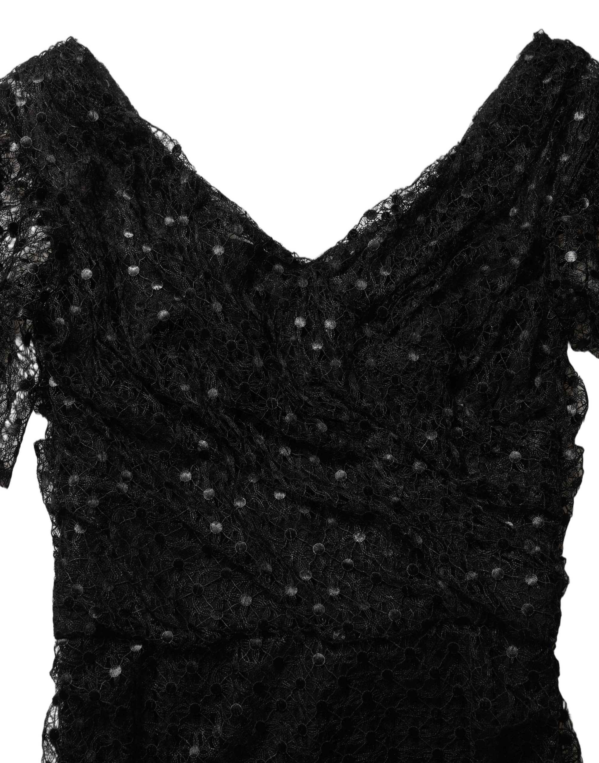 Dolce & Gabbana Black Sequinned Mermaid Evening Gown Dress