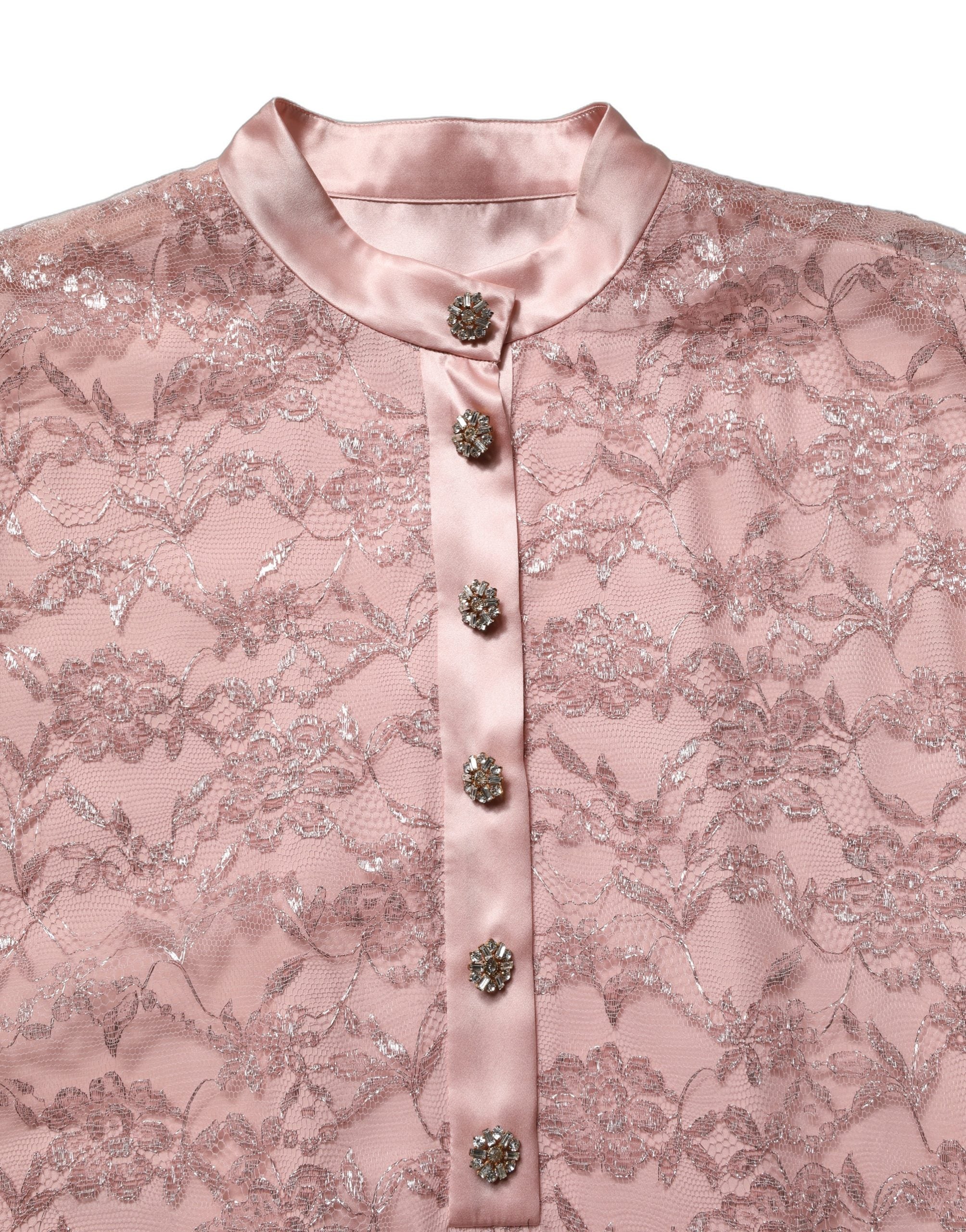 Dolce & Gabbana Pink Corded Floral Lace Kaftan Midi Dress