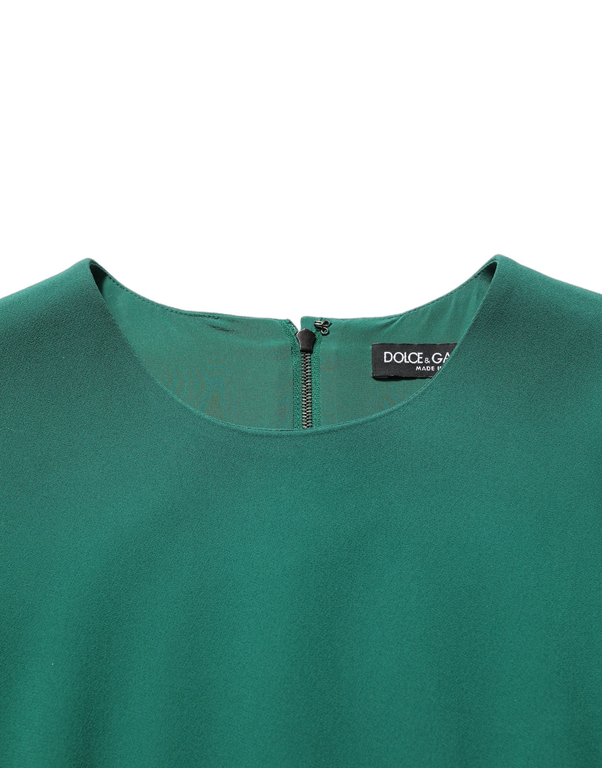 Dolce & Gabbana Green Viscose Long Sleeves A-line Mini Dress