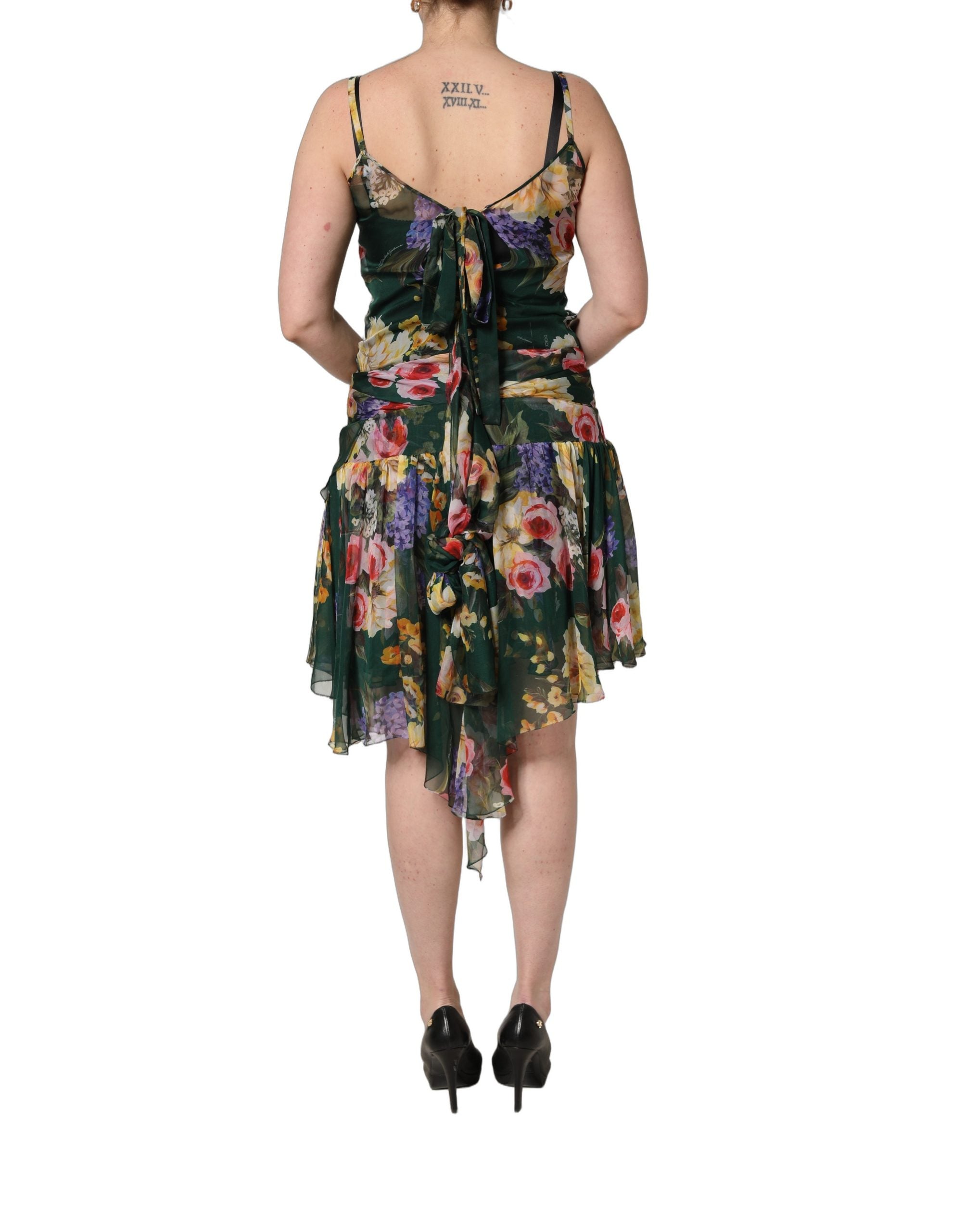 Dolce & Gabbana Multicolor Floral Print Sleeveless Mini Dress