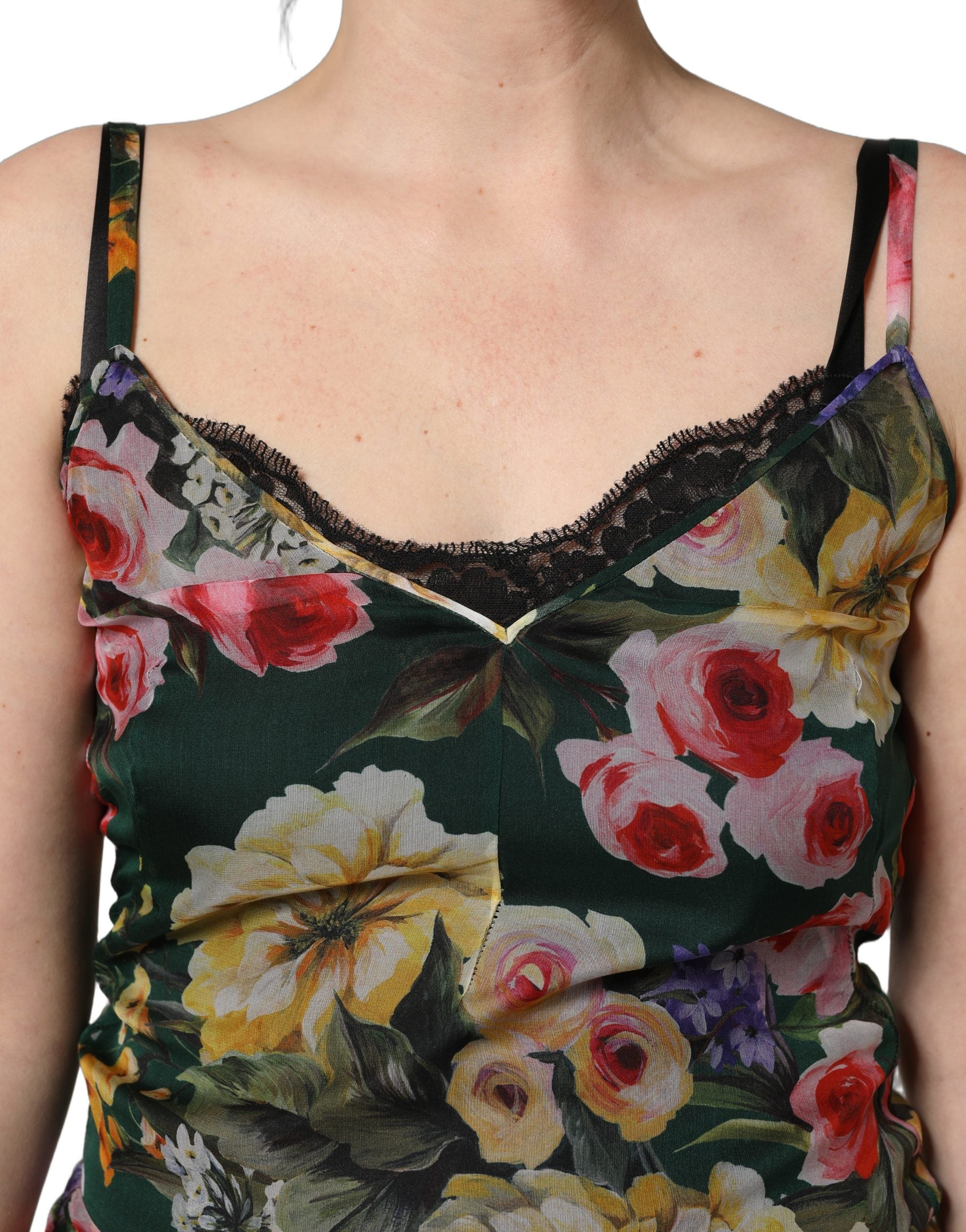Dolce & Gabbana Multicolor Floral Print Sleeveless Mini Dress