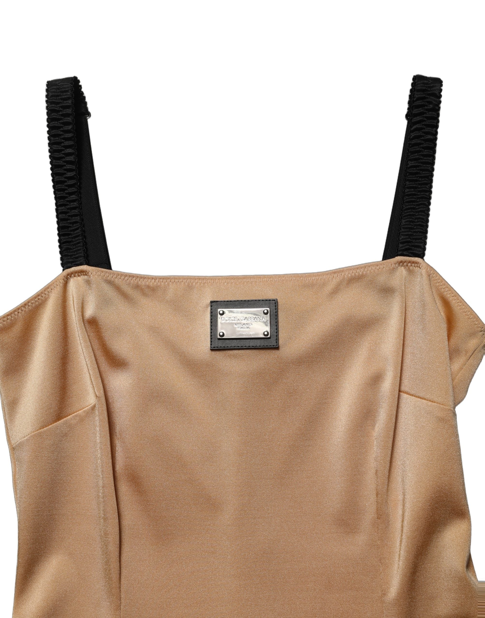 Dolce & Gabbana Brown Cady Sleeveless Mini Dress