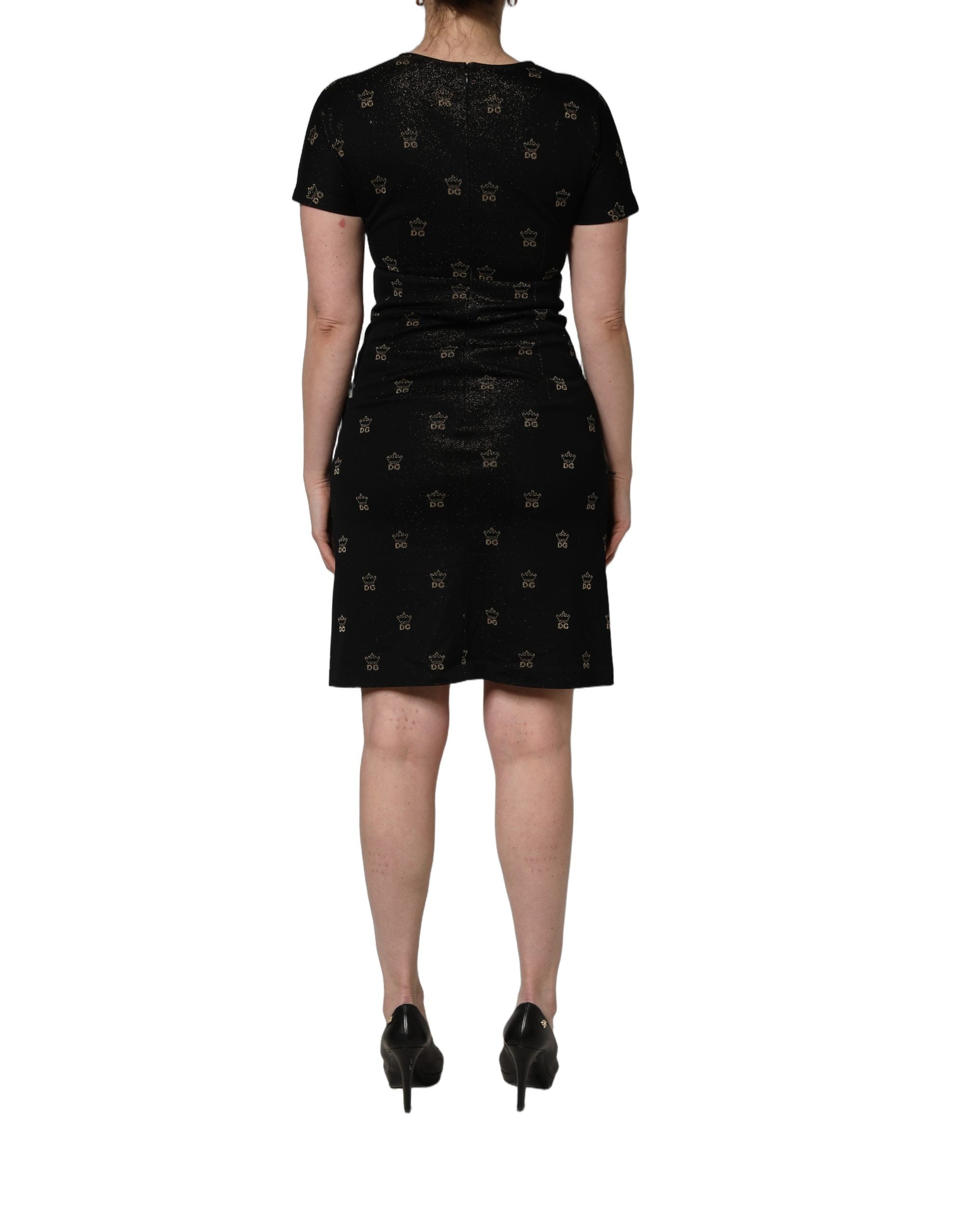 Dolce & Gabbana Black DG Crown Short-Sleeve Sheath Dress