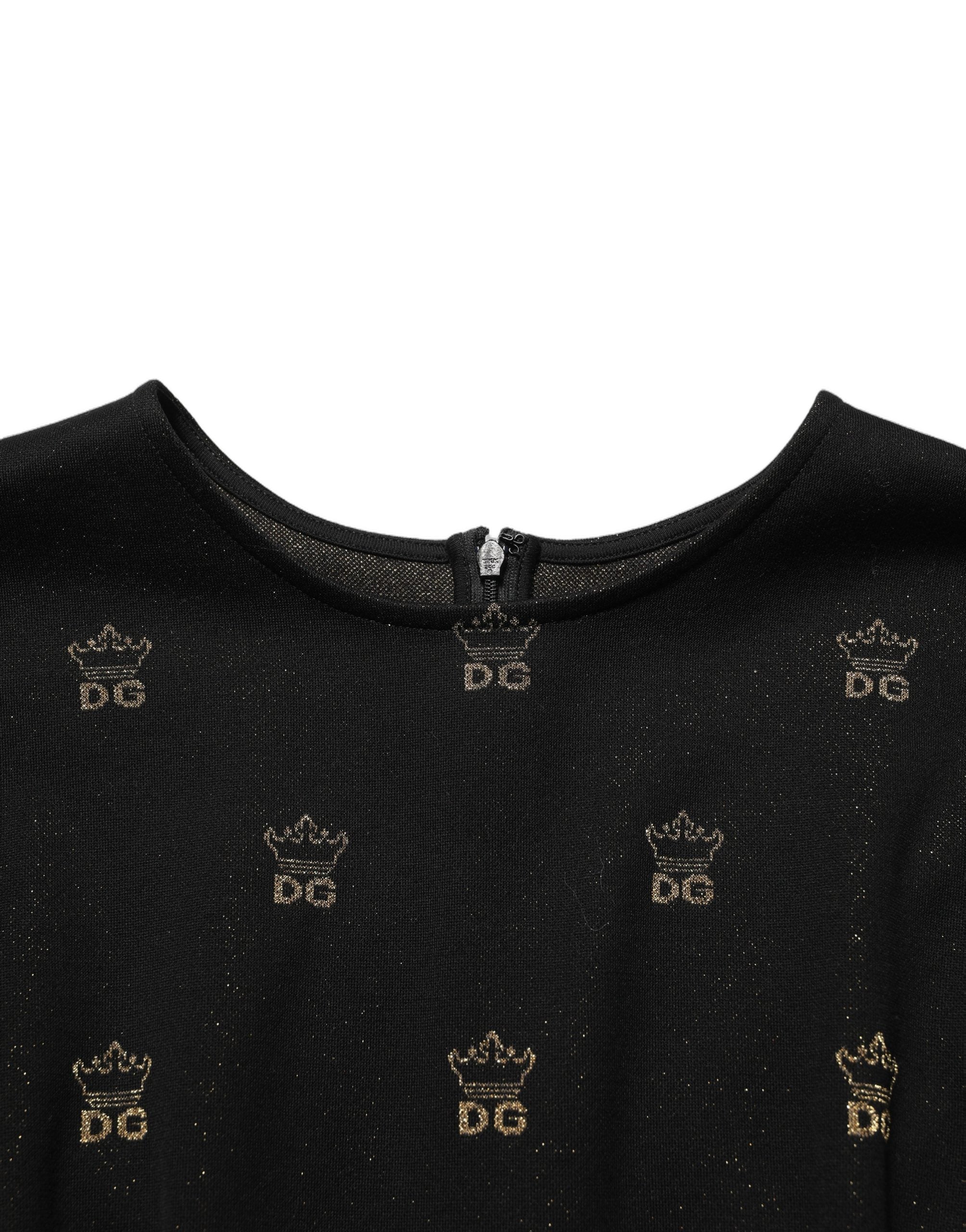 Dolce & Gabbana Black DG Crown Short-Sleeve Sheath Dress