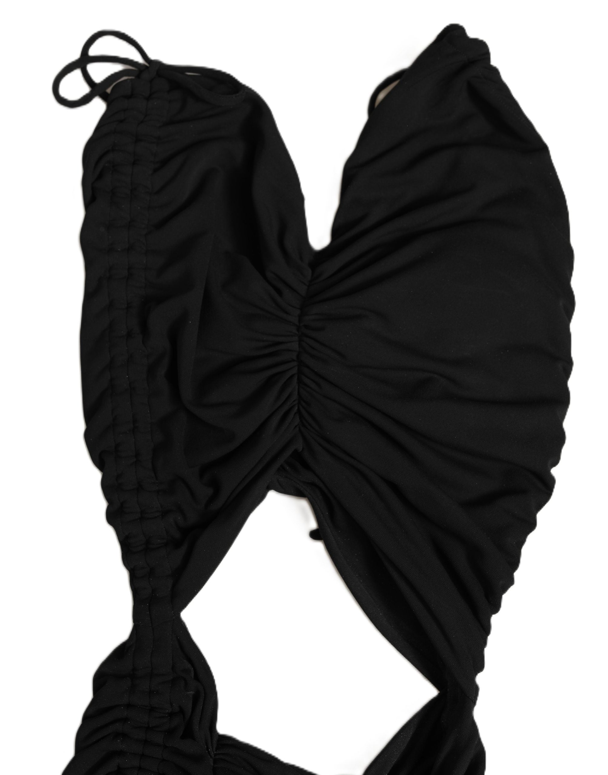 Dolce & Gabbana Black Jersey Calf Length Cut-Out Ruched Dress