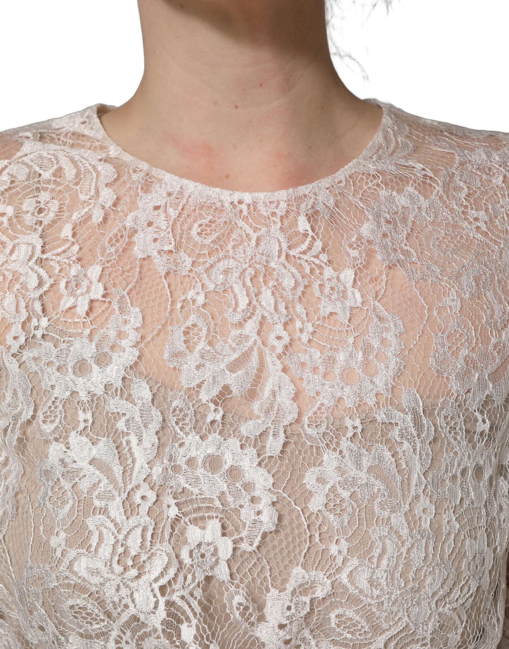 Dolce & Gabbana White Lace Top Embellished Black Skirt Dress