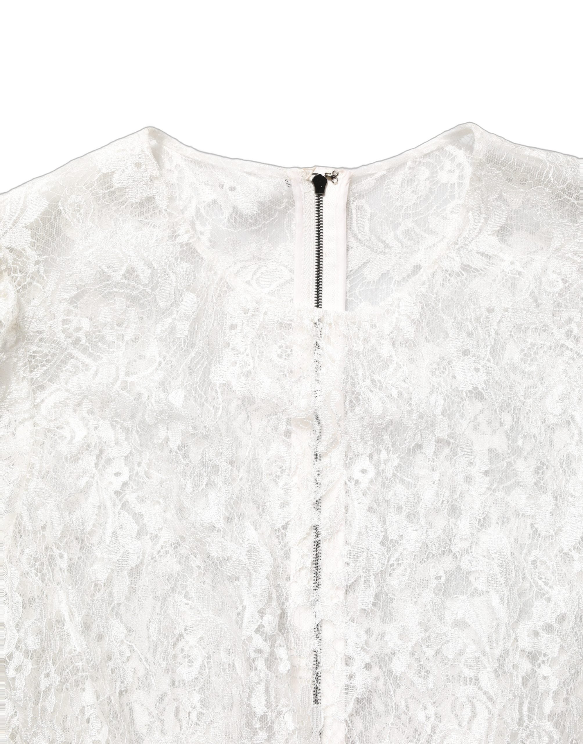 Dolce & Gabbana White Lace Top Embellished Black Skirt Dress