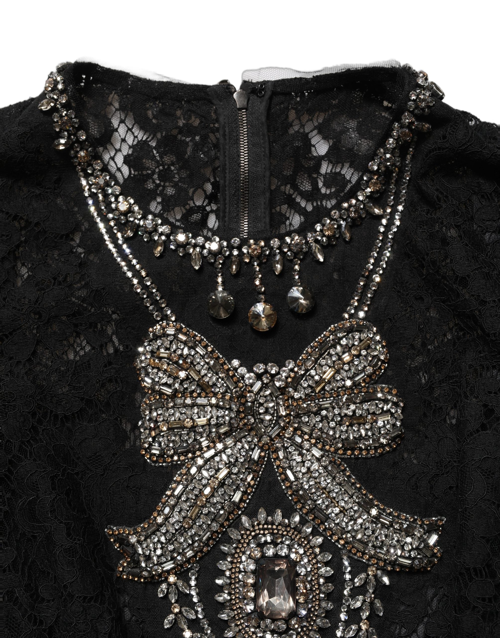 Dolce & Gabbana Black Crystal Embellished Sheath Midi Dress