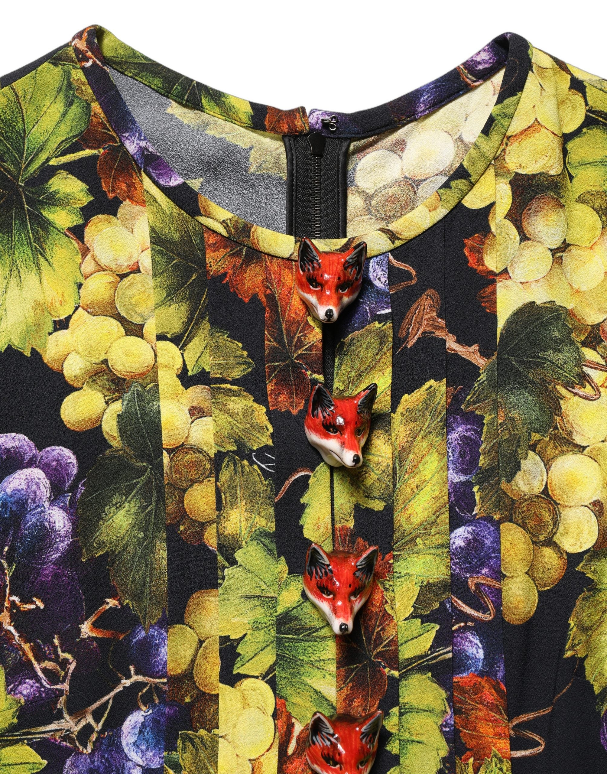 Dolce & Gabbana Multicolor Grape Print LongSleeve Midi Dress
