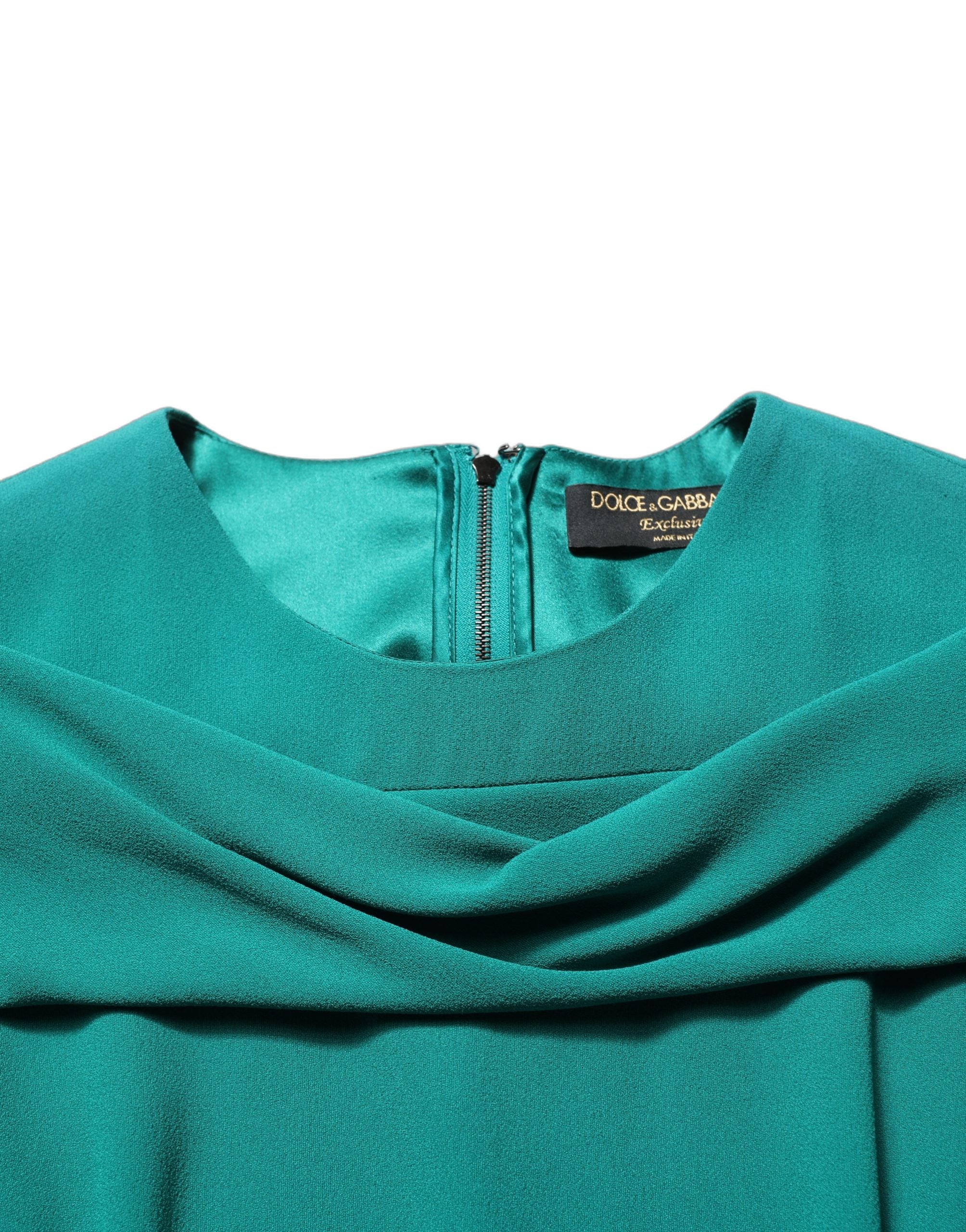 Dolce & Gabbana Green Round Neck Long Sleeves Gown Dress