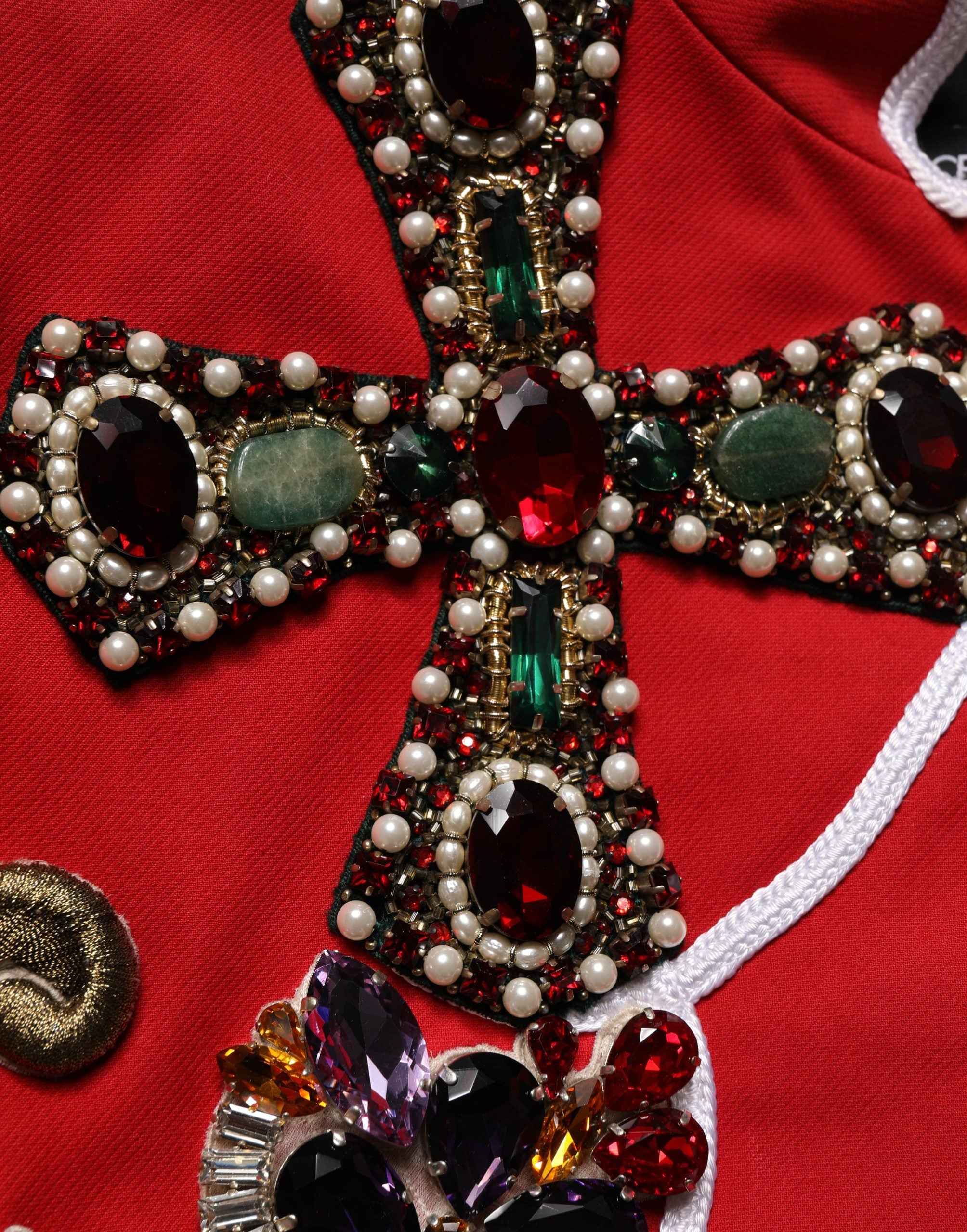 Dolce & Gabbana Multicolor Asymmetrical Ornate Jewel Cropped Jacket