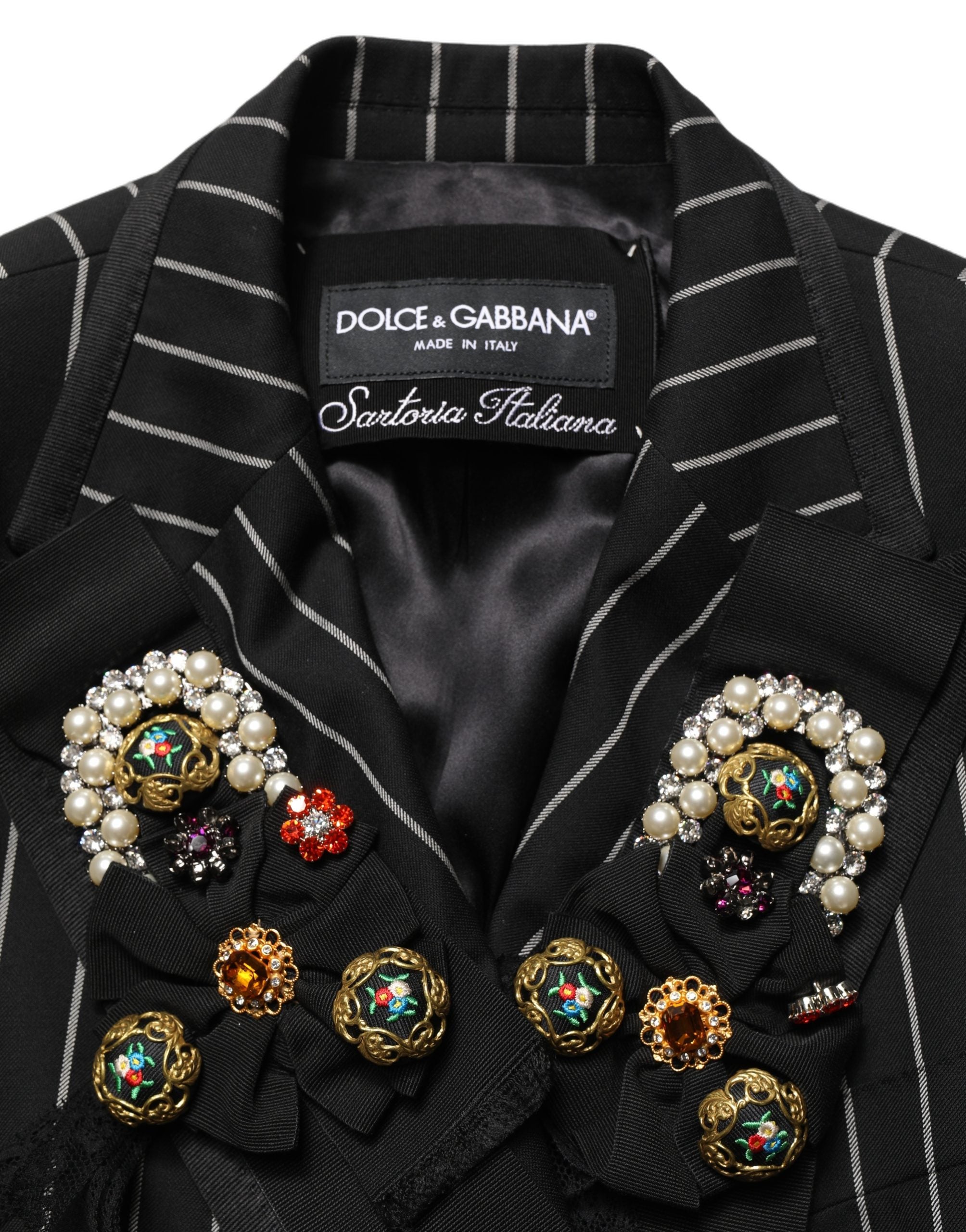 Dolce & Gabbana Black Stripe Double-Breasted Blazer Jacket