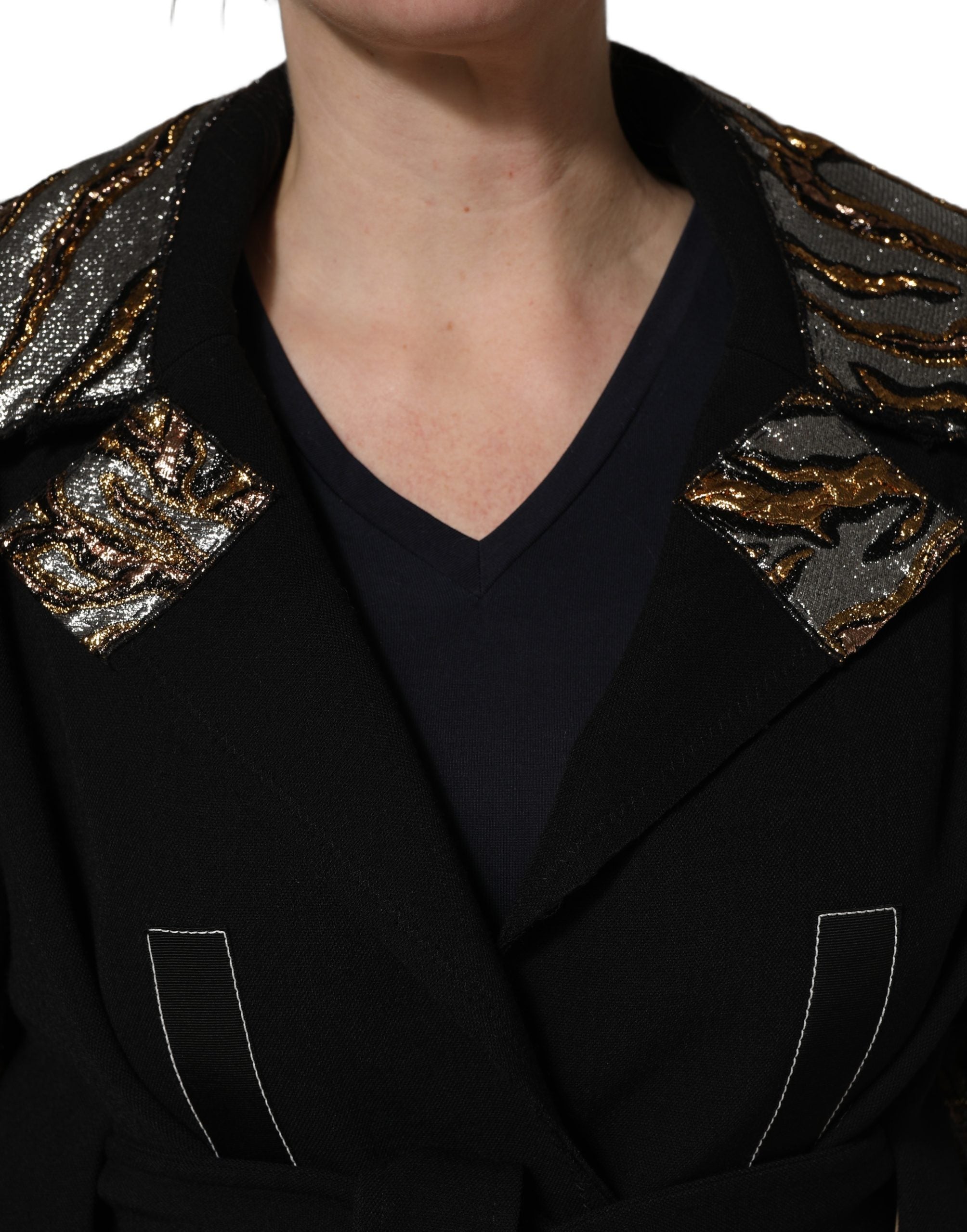 Dolce & Gabbana Black Single-Breasted Brocade Coat Jacket