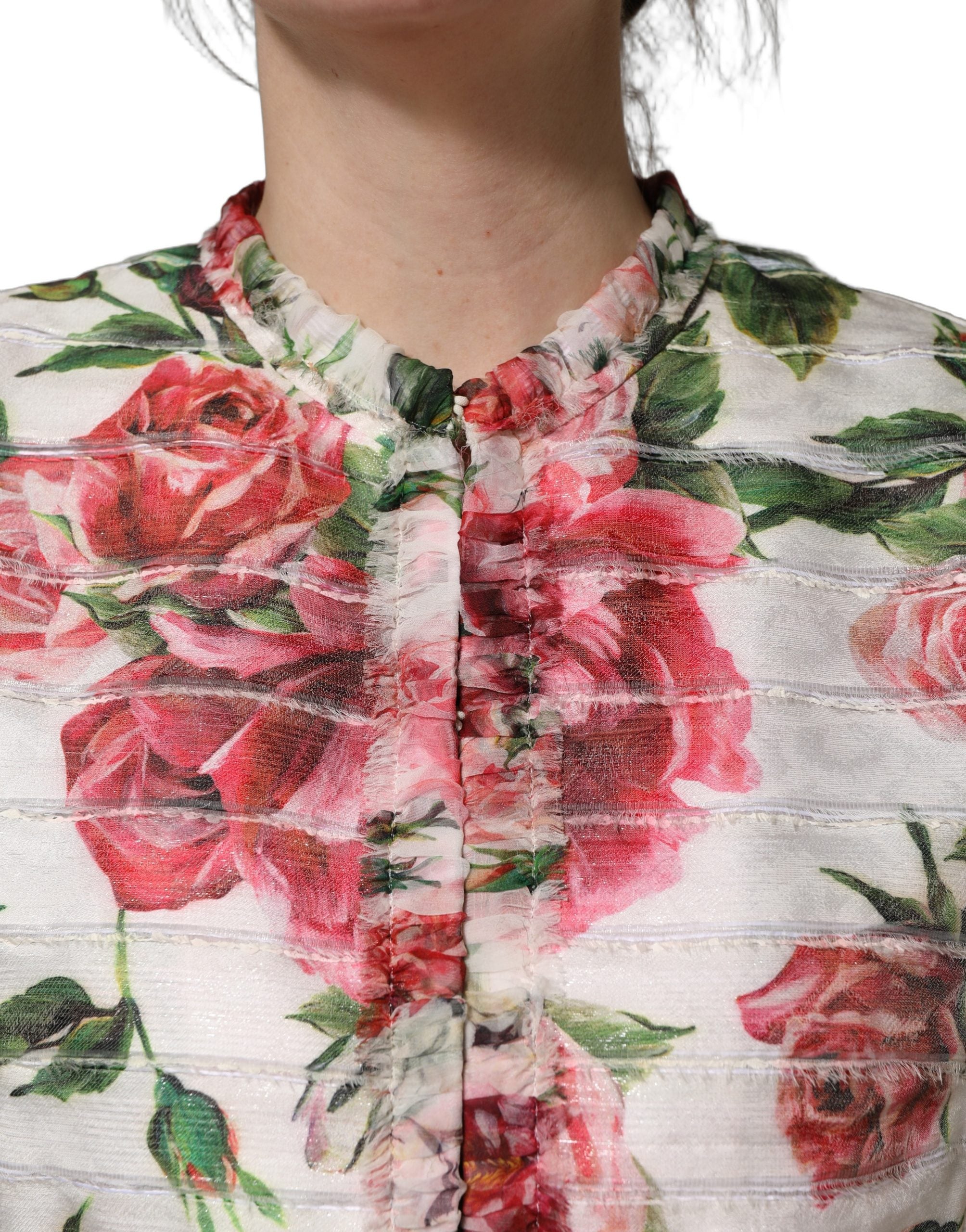 Dolce & Gabbana Multicolor Peony Print Polyester Coat Jacket