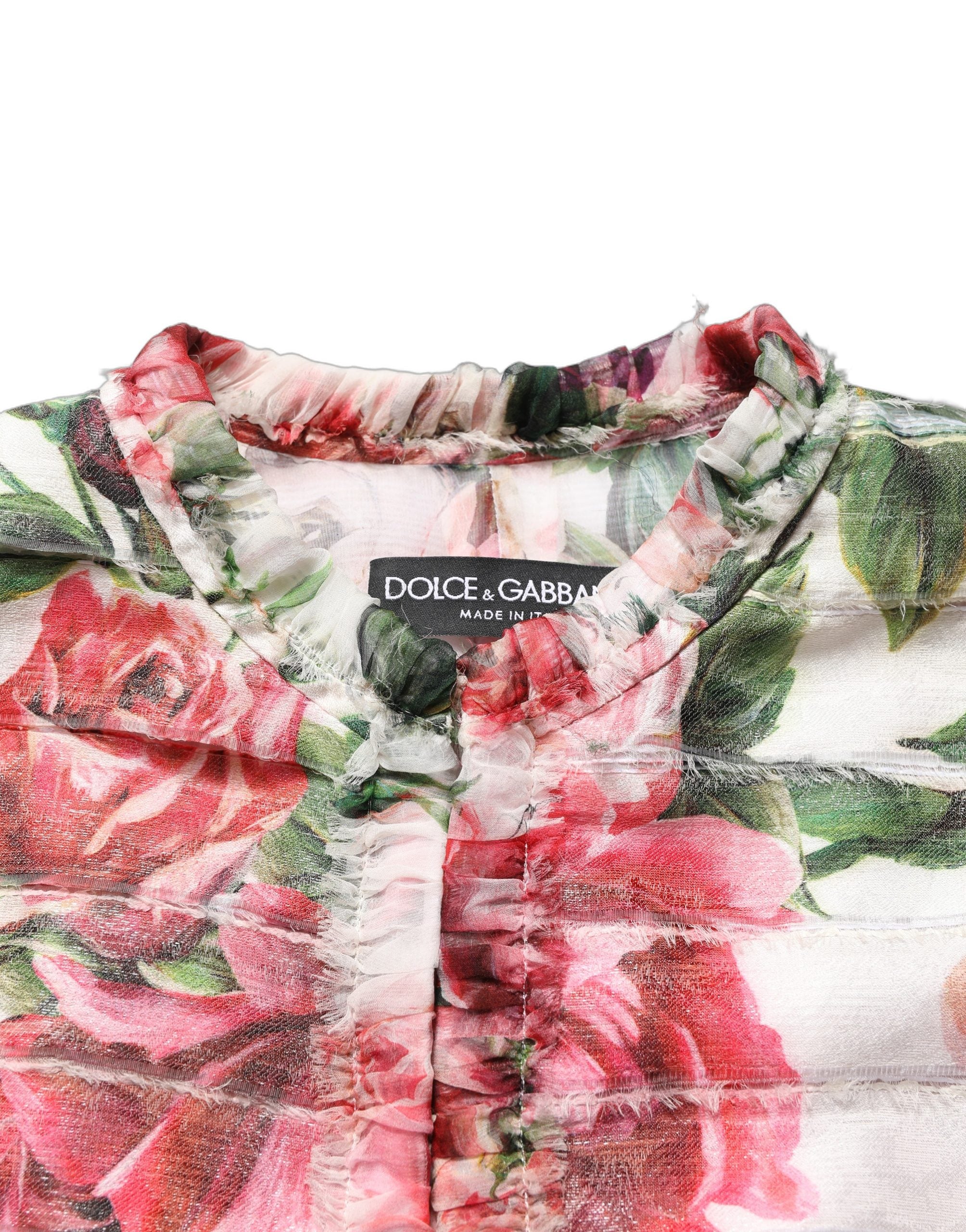 Dolce & Gabbana Multicolor Peony Print Polyester Coat Jacket