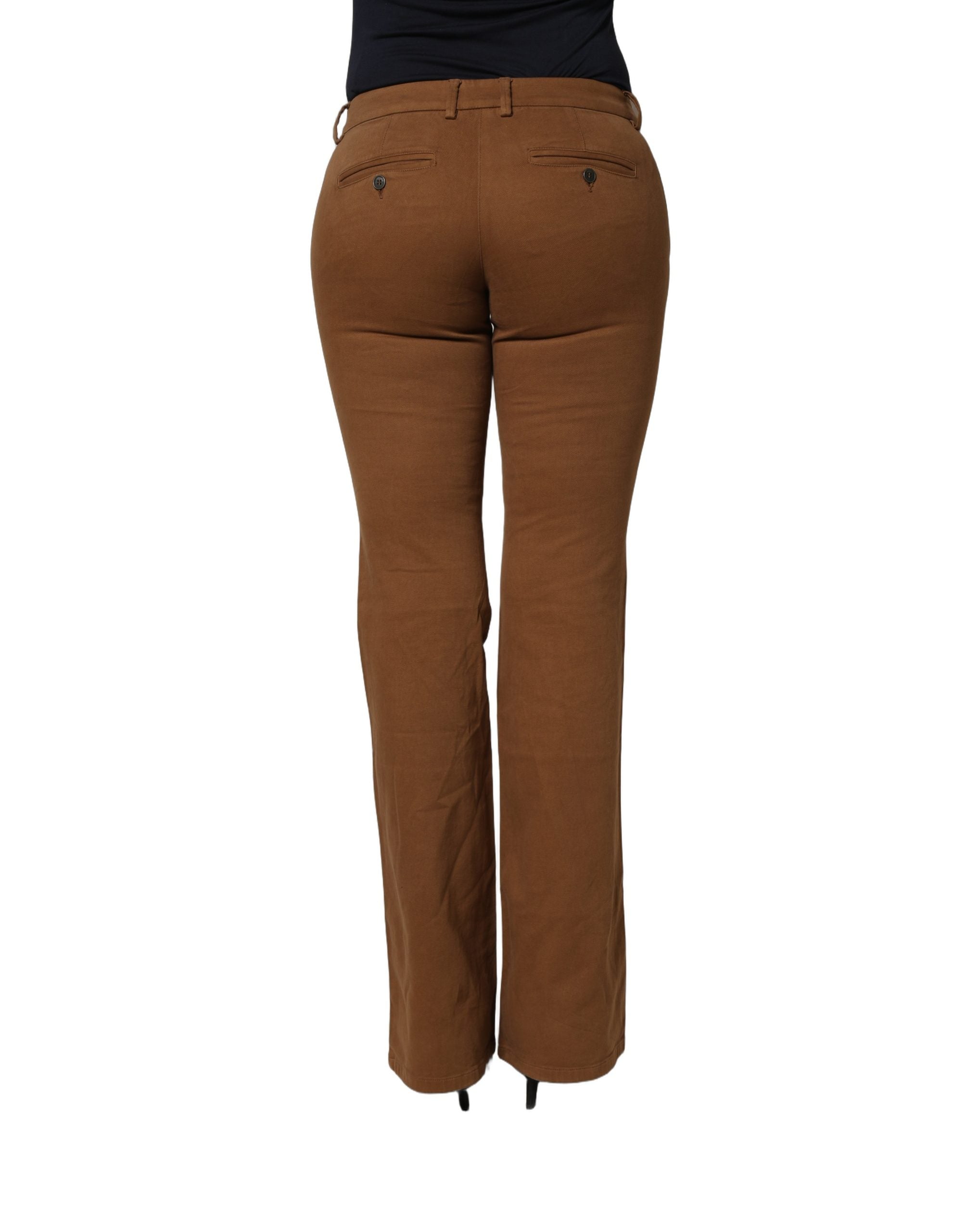 Siviglia Brown Low Waist Cotton Women Bootcut Trousers Pants