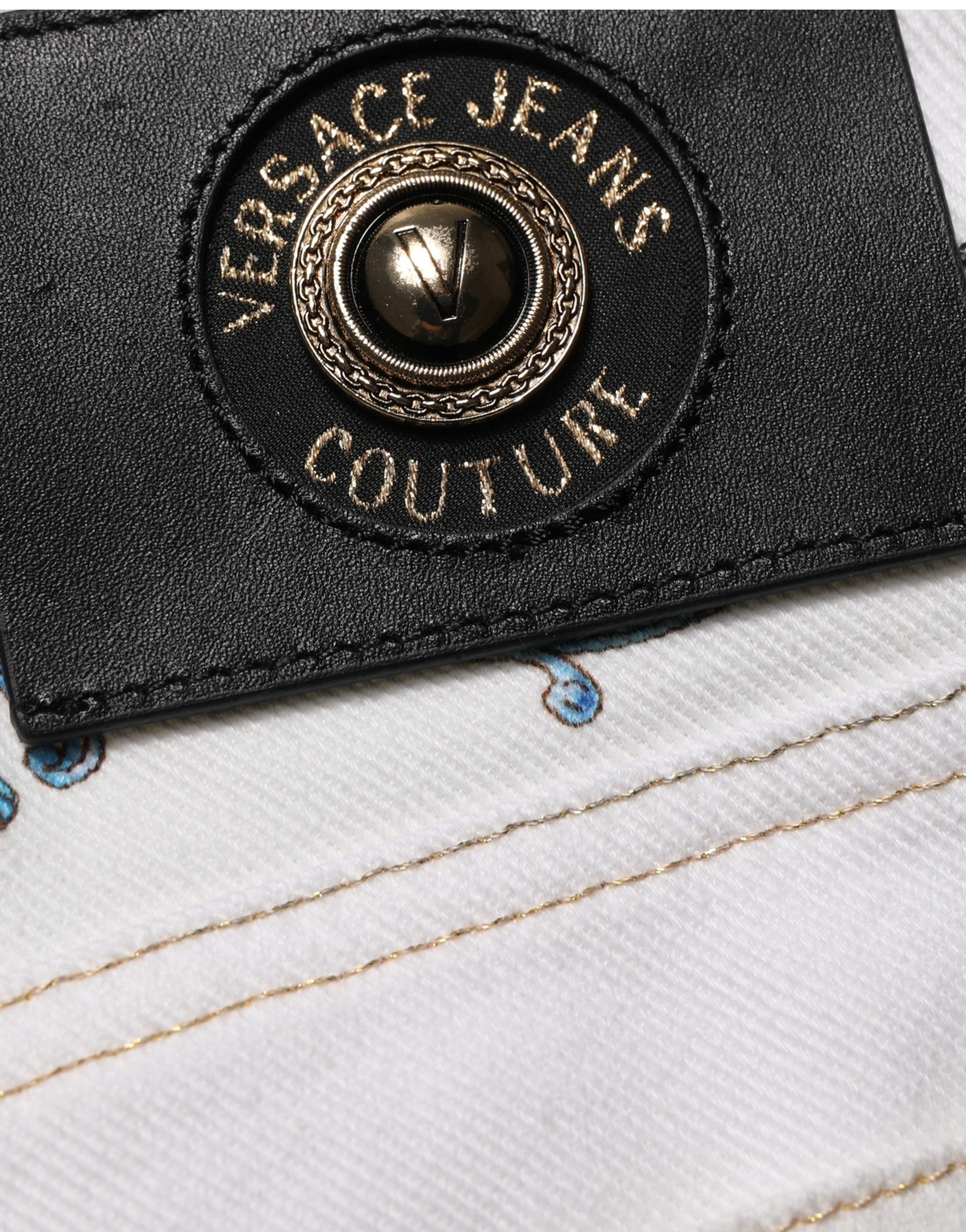 Versace Jeans Couture White Floral Print Skinny Denim Jeans